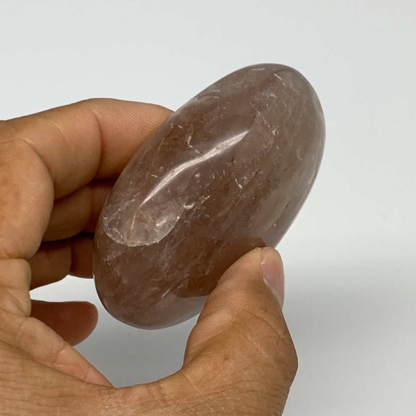 139.6g,2.5"x1.9"x1.1", Red Hematoid Fire Quartz Palm-Stone Crystal Polished, B30