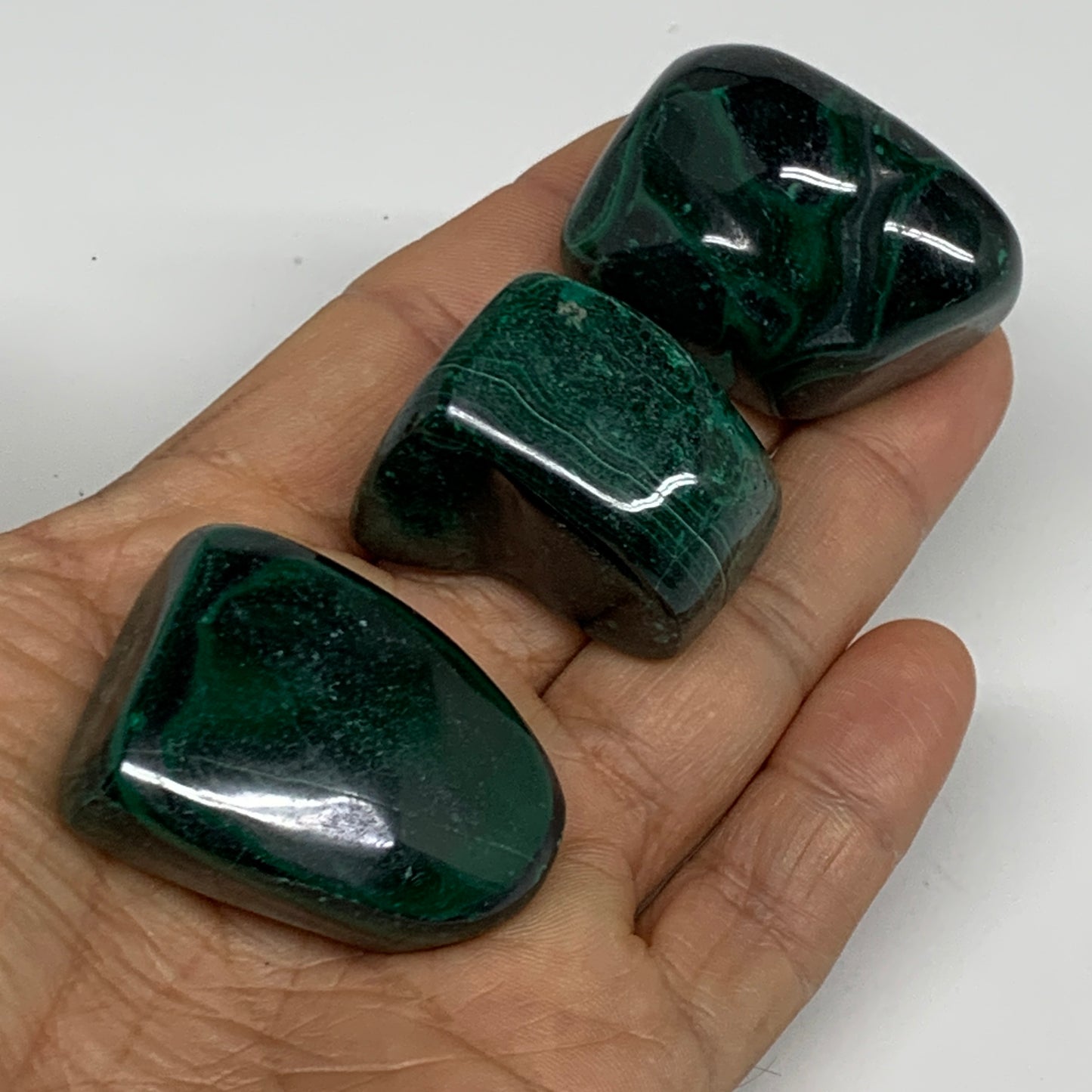 155.3g, 1.2"-1.5", 3pcs, Natural Small Malachite Tumbled Polished, B32836