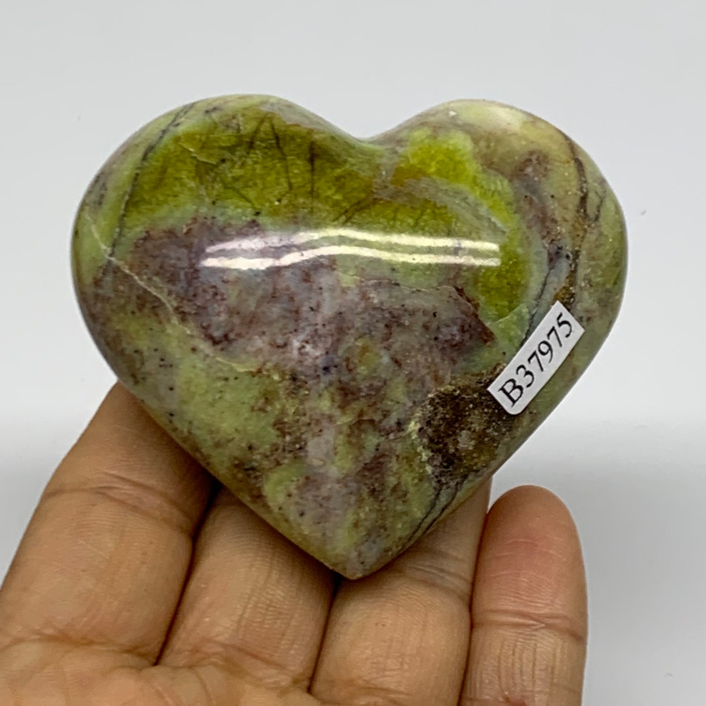 0.26 lbs, 2.3"x2.7"x1.3", Green Opal Heart Polished Gemstone Crystal, B37975