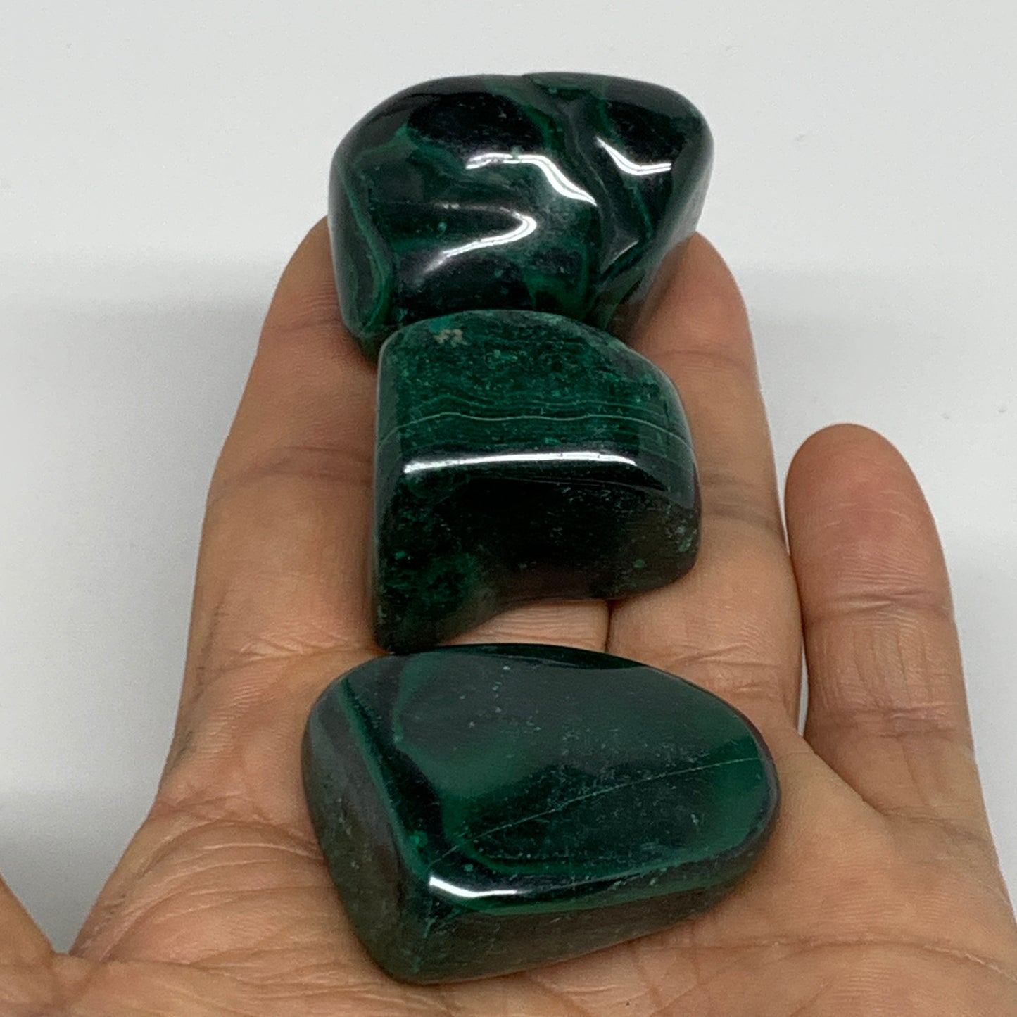 155.3g, 1.2"-1.5", 3pcs, Natural Small Malachite Tumbled Polished, B32836