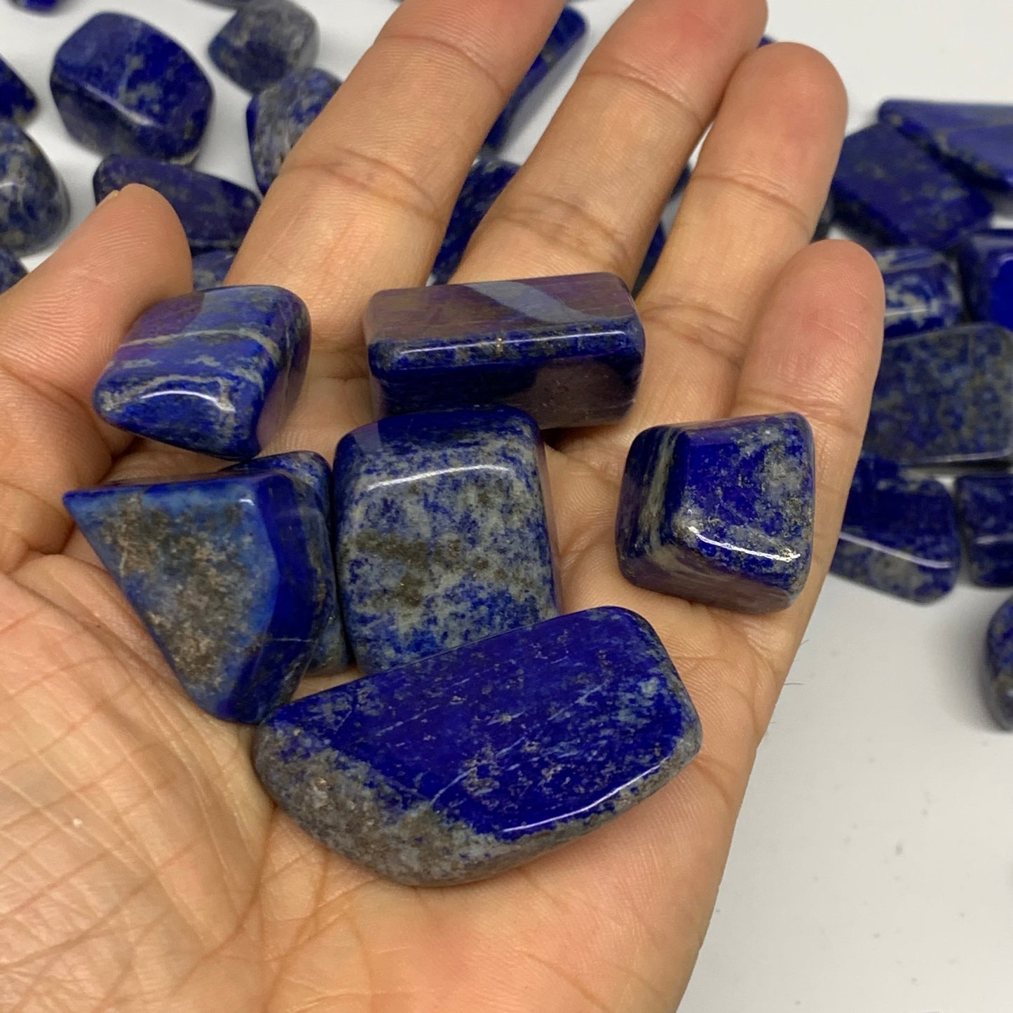 2.2 lb, 0.6"-1.9",83 pcs, Lapis Lazuli Tumbled Stone Polished, B26894