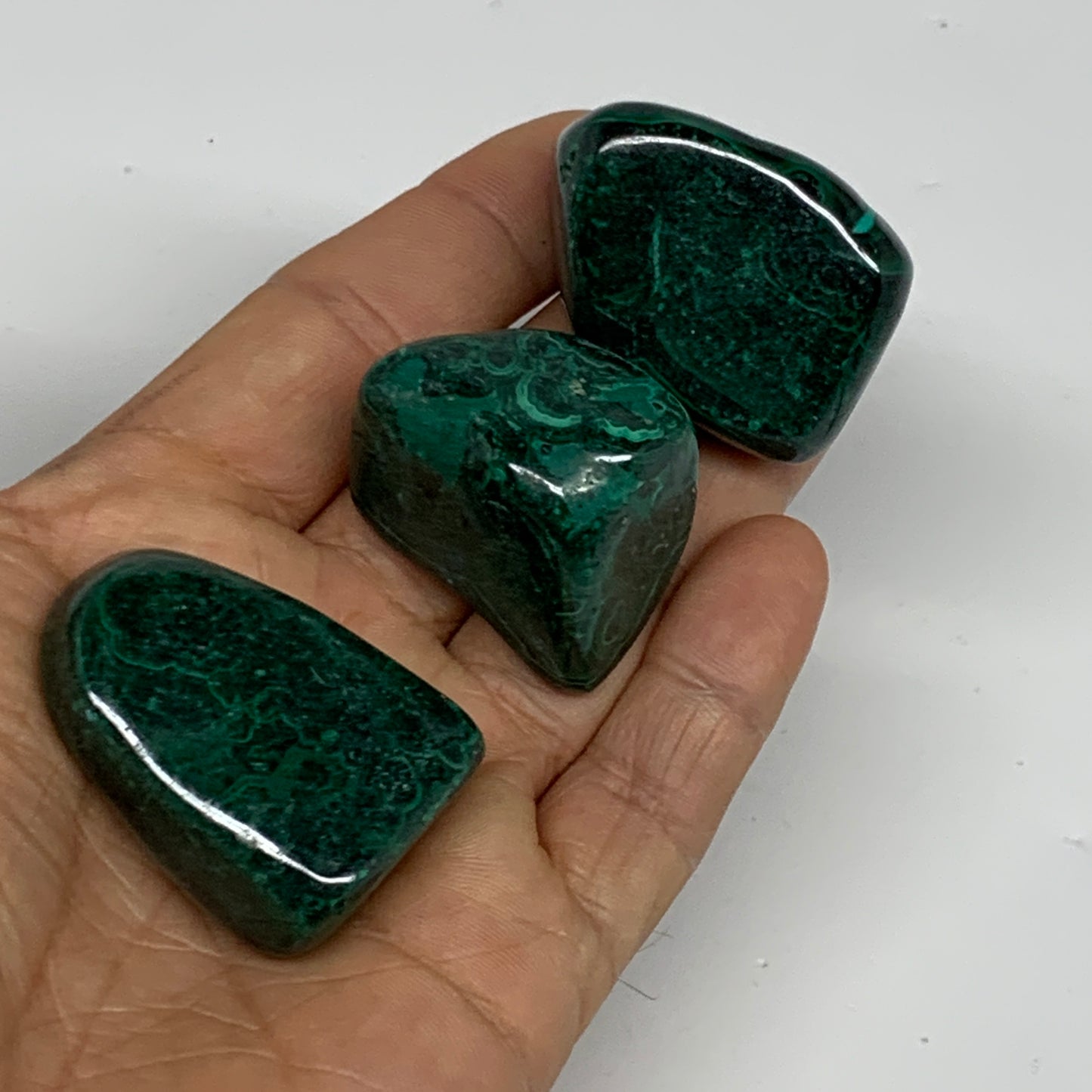 155.3g, 1.2"-1.5", 3pcs, Natural Small Malachite Tumbled Polished, B32836