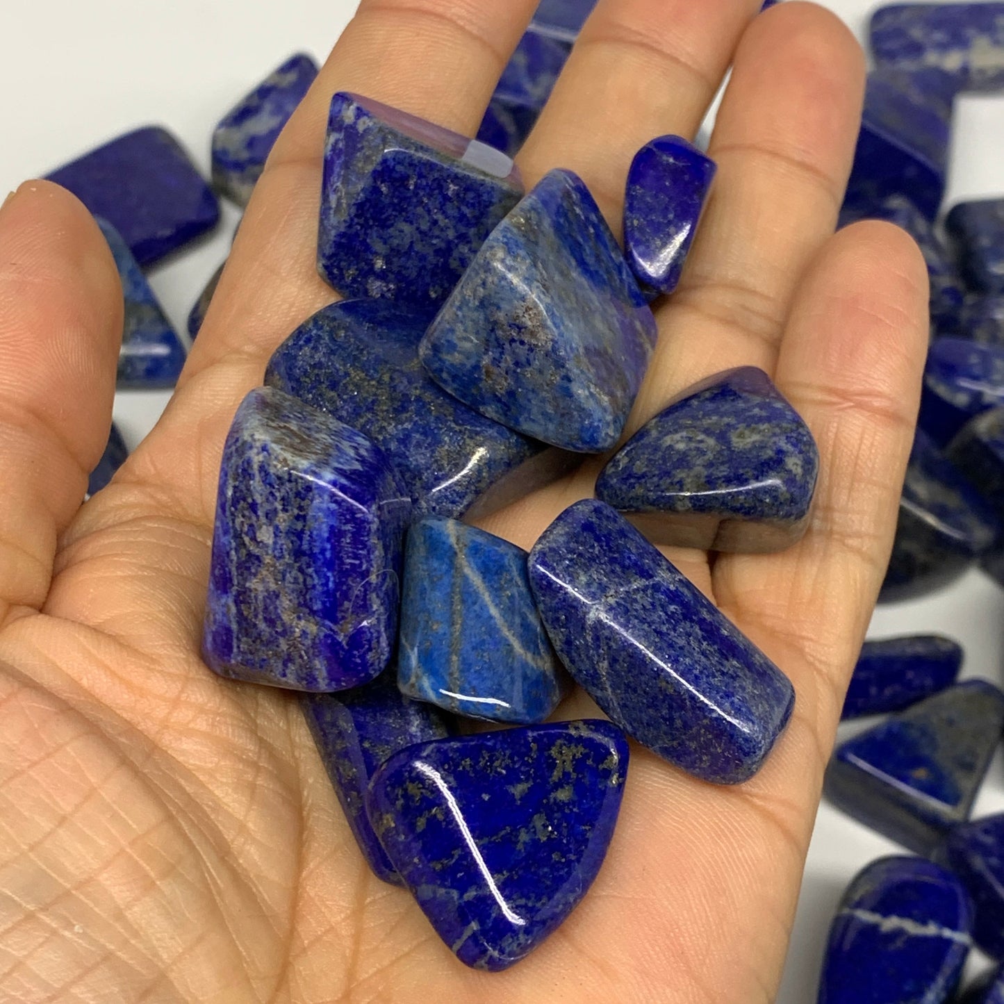 2.2 lb, 0.6"-1.9",83 pcs, Lapis Lazuli Tumbled Stone Polished, B26894
