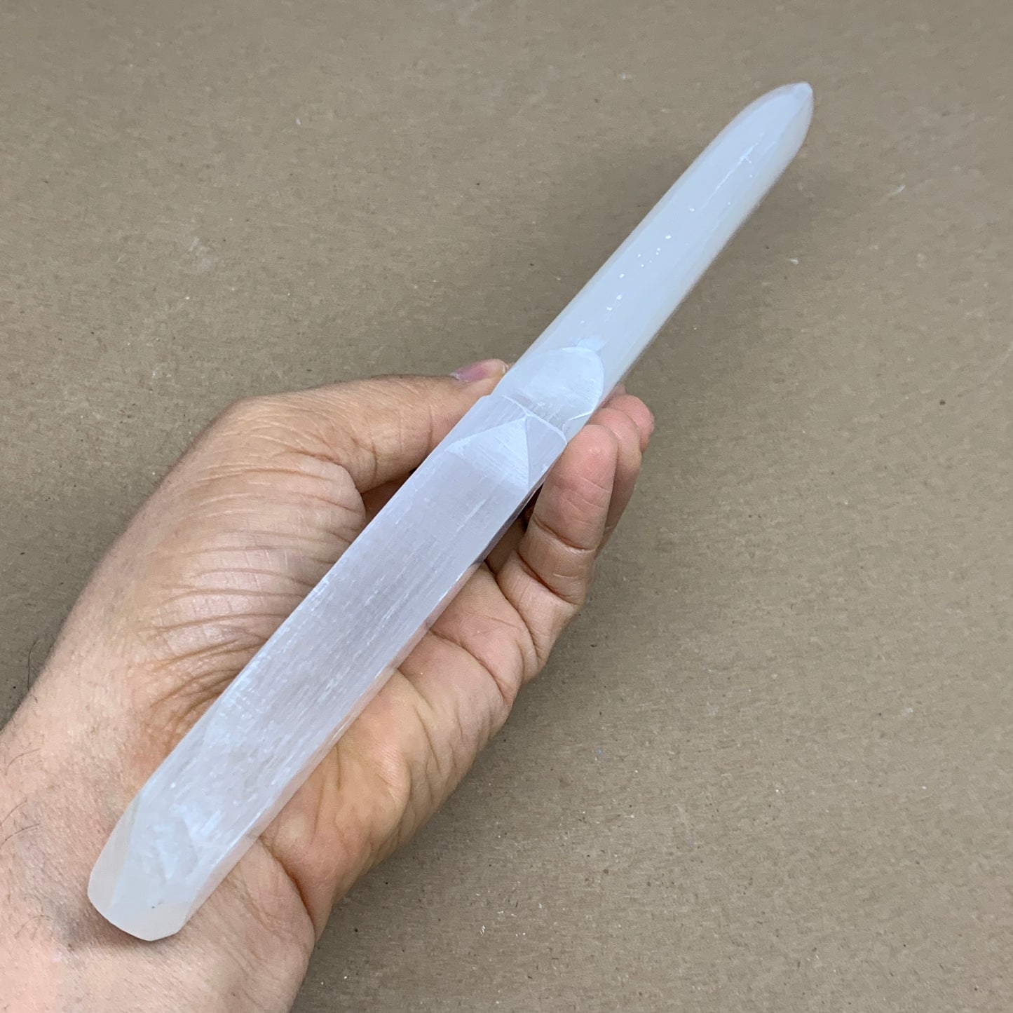 296g, 11.5"x1.5"x0.7", Natural Selenite Crystal Dagger (Satin Spar), B36238