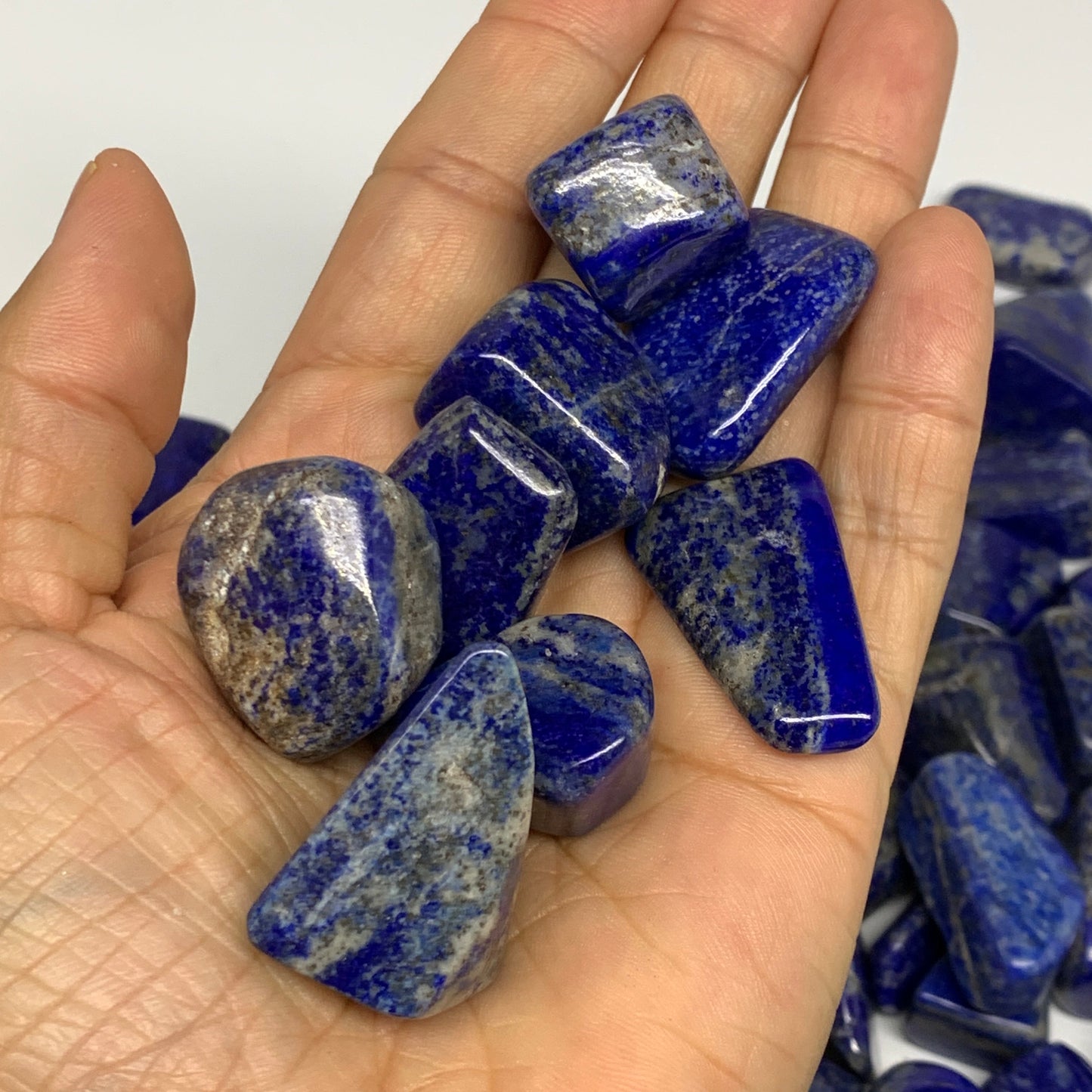 2.2 lb, 0.6"-1.9",83 pcs, Lapis Lazuli Tumbled Stone Polished, B26894