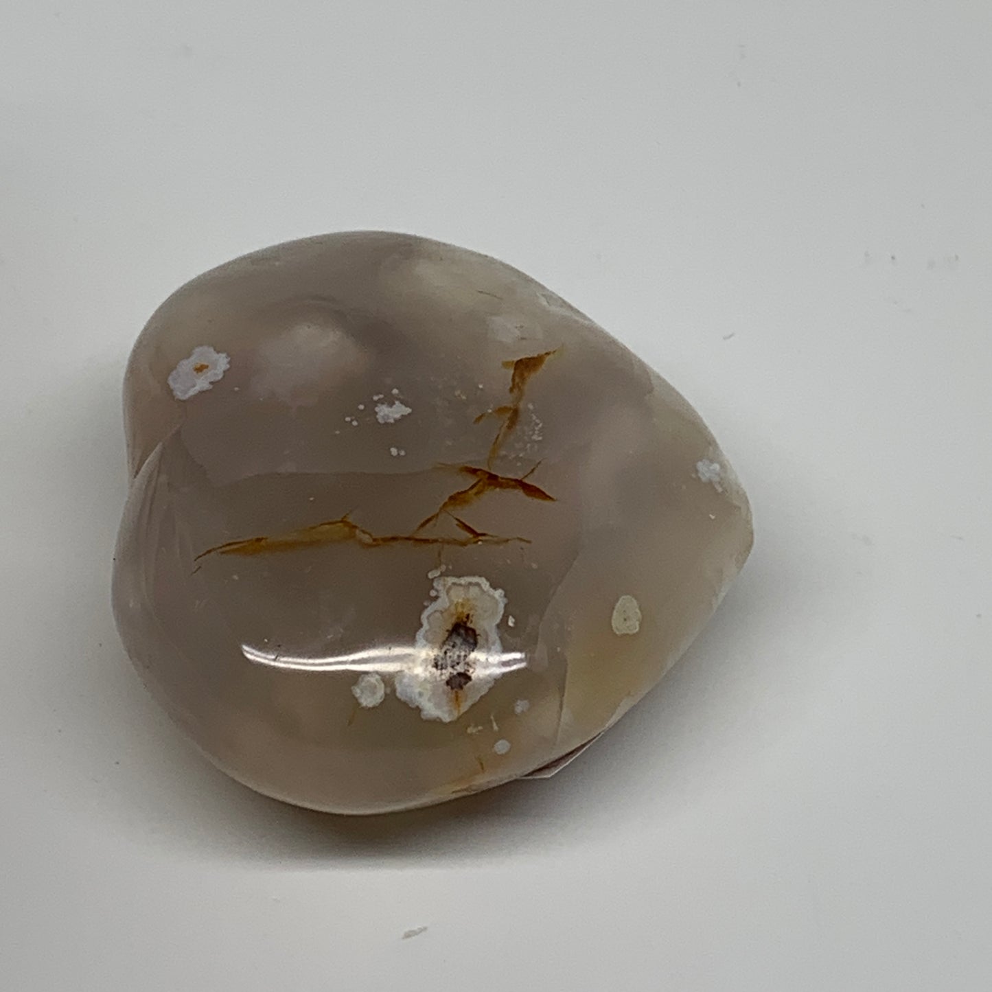 0.24 lbs, 2.1"x2.4"x1", Cherry Blossom Flower Agate Heart Crystal, B37177