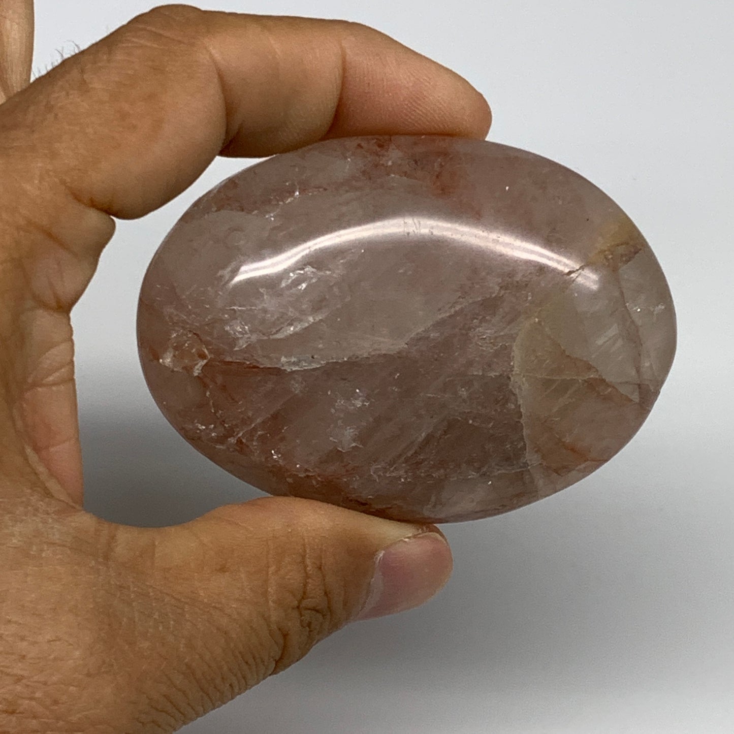 108.1g,2.6"x1.9"x0.9", Red Hematoid Fire Quartz Palm-Stone Crystal Polished, B30