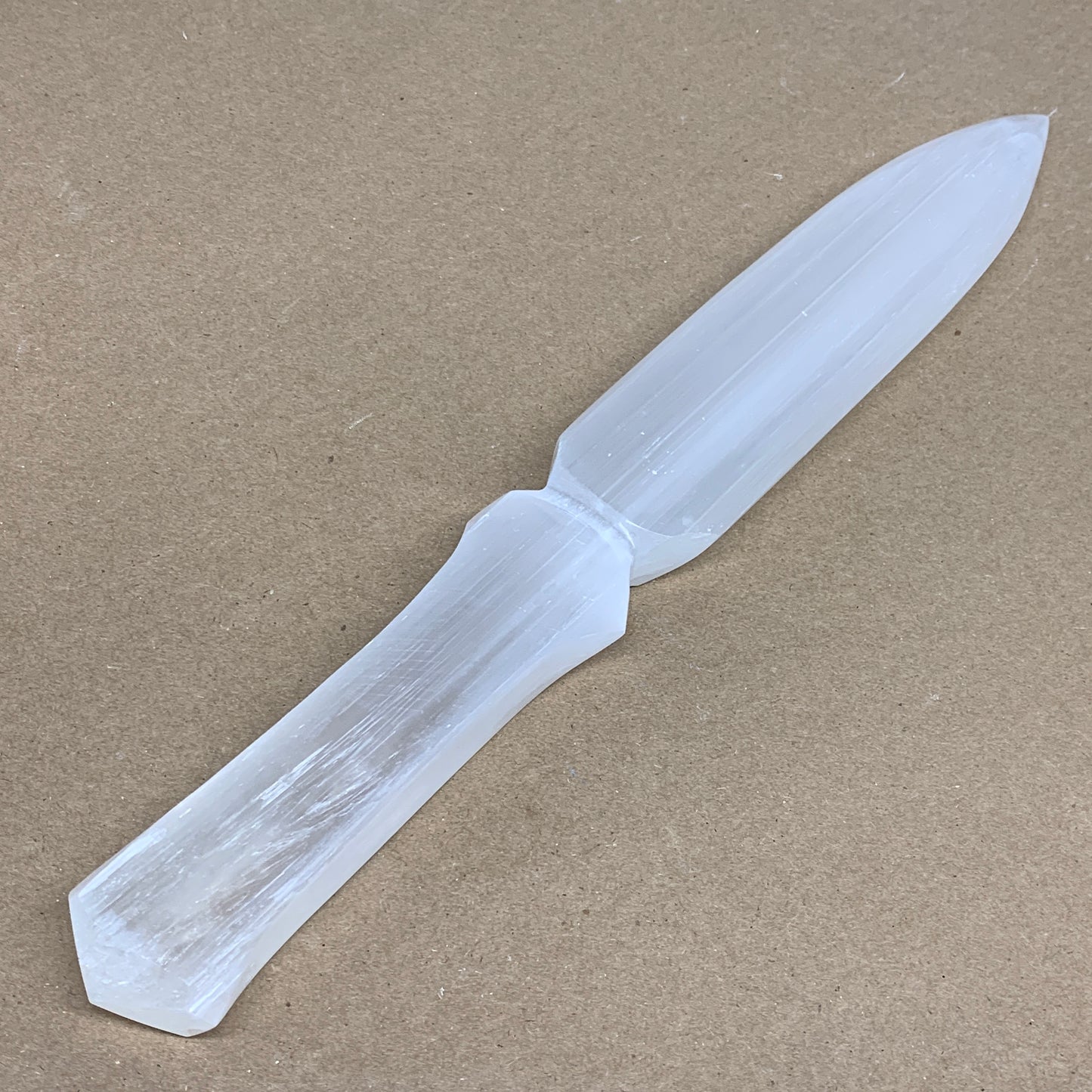 296g, 11.5"x1.5"x0.7", Natural Selenite Crystal Dagger (Satin Spar), B36238