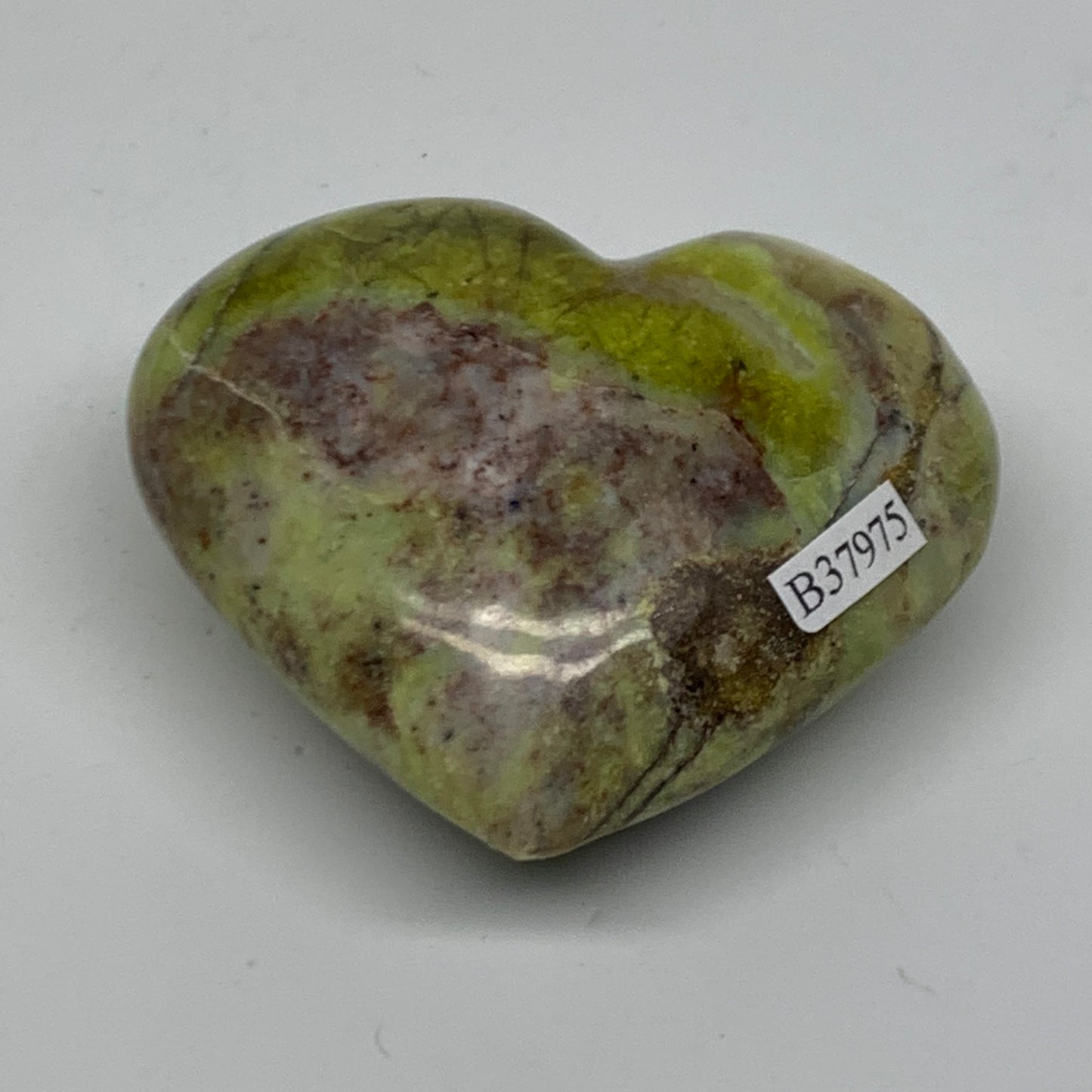 0.26 lbs, 2.3"x2.7"x1.3", Green Opal Heart Polished Gemstone Crystal, B37975