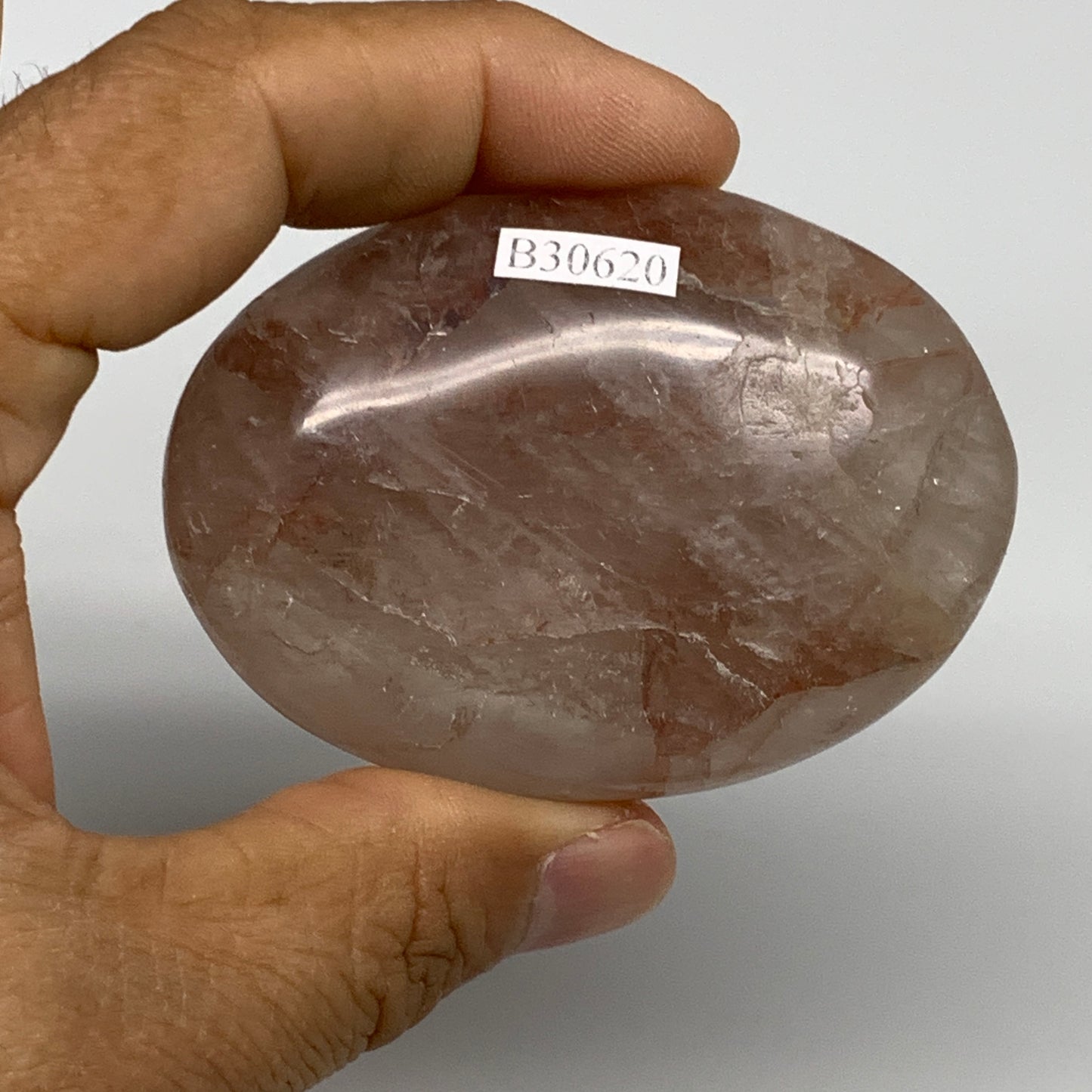 108.1g,2.6"x1.9"x0.9", Red Hematoid Fire Quartz Palm-Stone Crystal Polished, B30