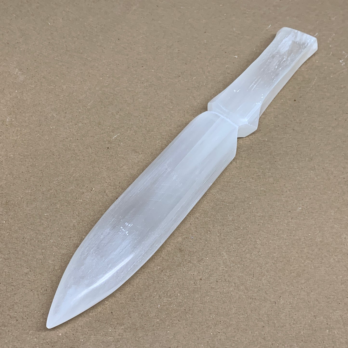 296g, 11.5"x1.5"x0.7", Natural Selenite Crystal Dagger (Satin Spar), B36238