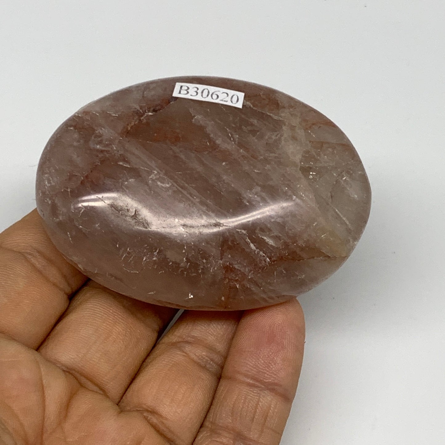 108.1g,2.6"x1.9"x0.9", Red Hematoid Fire Quartz Palm-Stone Crystal Polished, B30