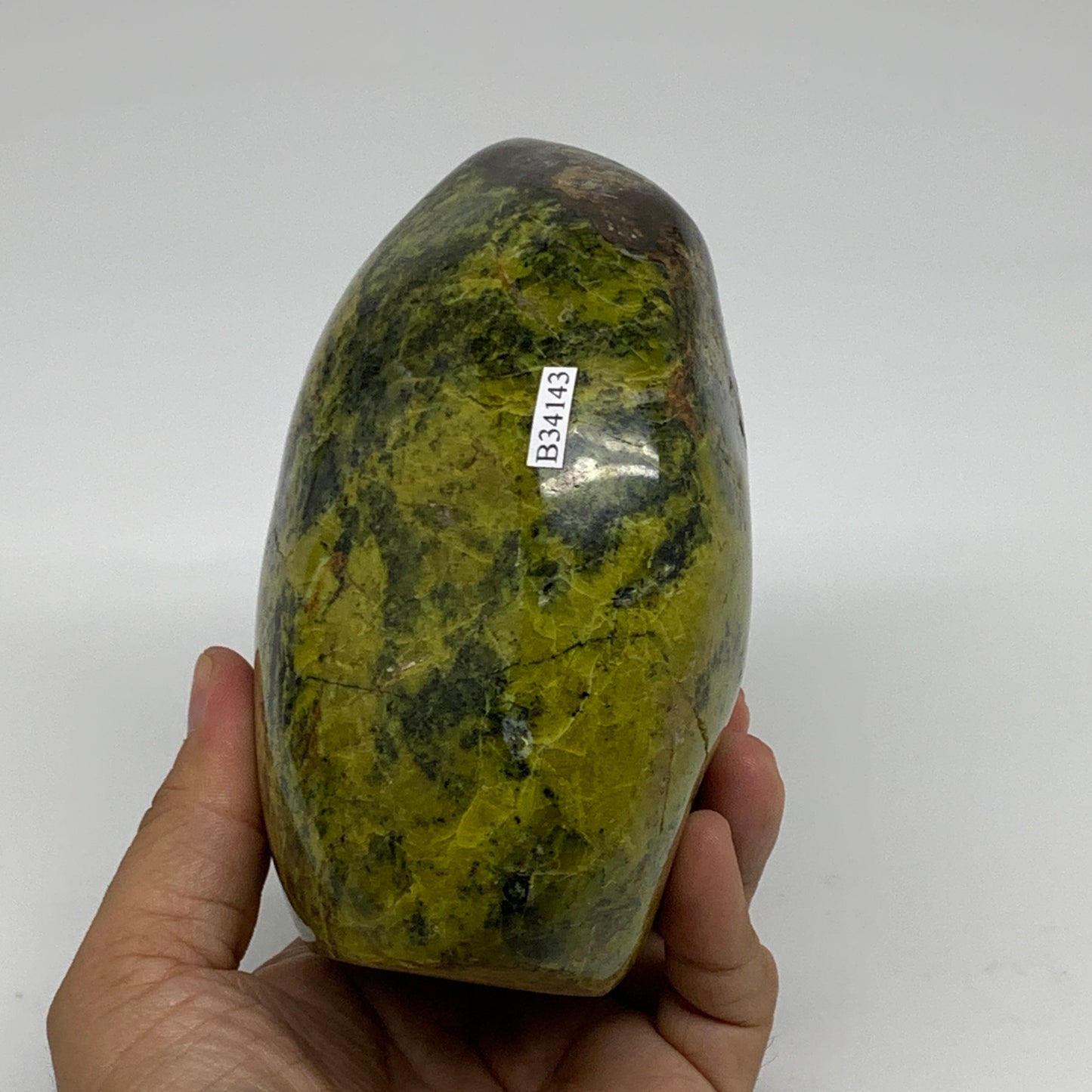 2.43 lbs, 4.9"x4.2"x2.7", Green Opal Crystal Freeform Polished Gemstone, B34143