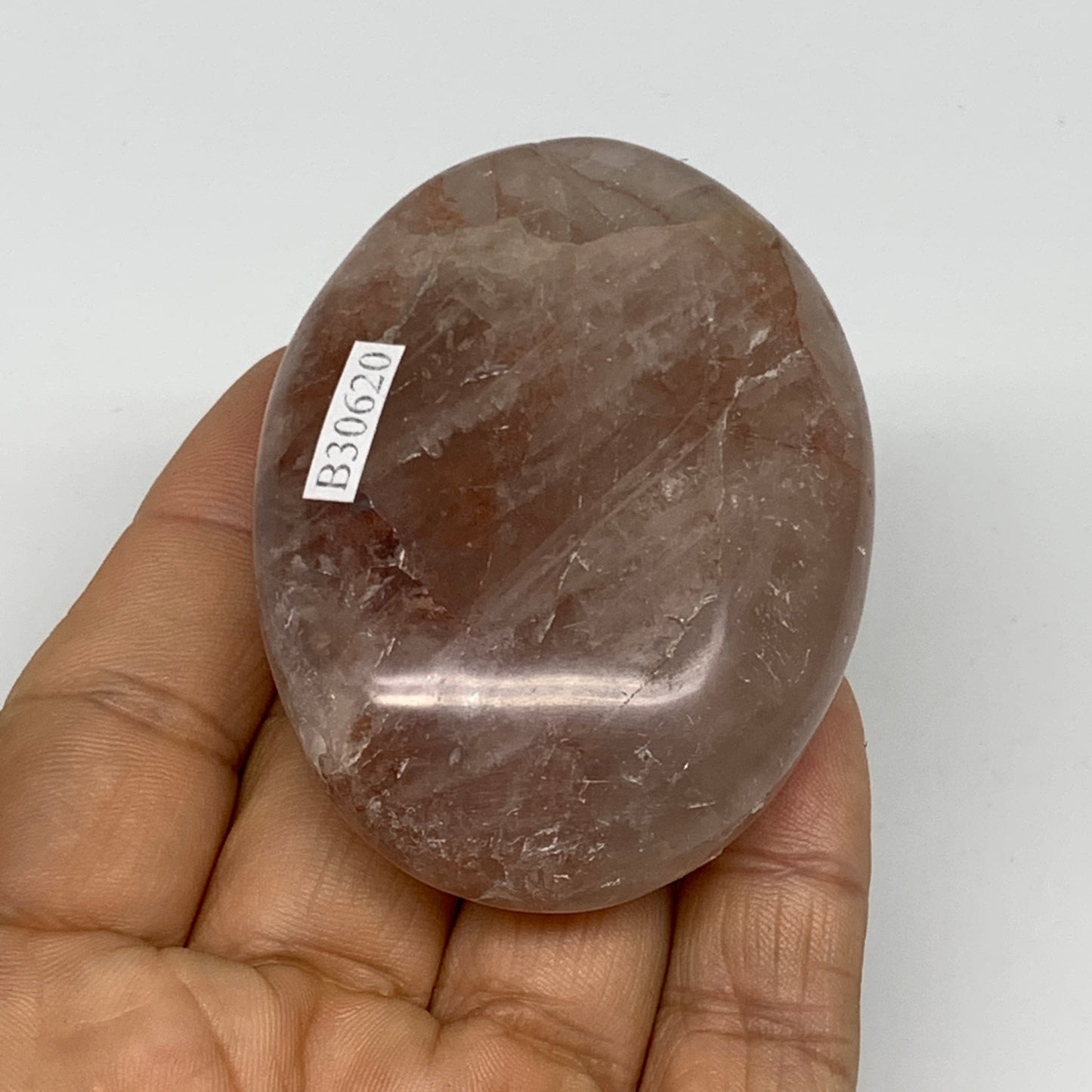 108.1g,2.6"x1.9"x0.9", Red Hematoid Fire Quartz Palm-Stone Crystal Polished, B30