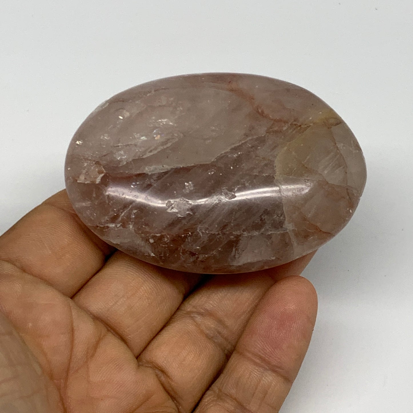 108.1g,2.6"x1.9"x0.9", Red Hematoid Fire Quartz Palm-Stone Crystal Polished, B30