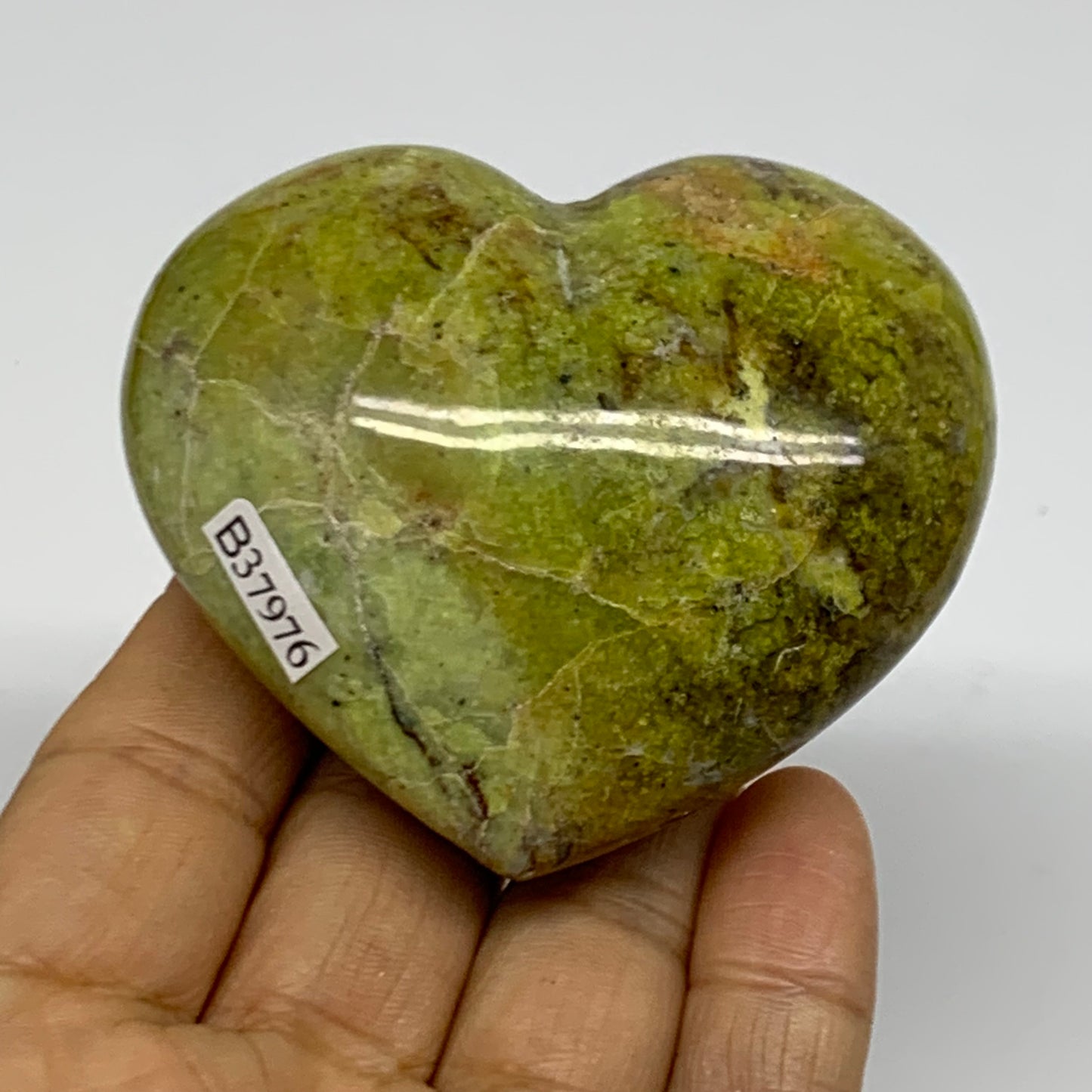 0.34 lbs, 2.3"x2.8"x1.3", Green Opal Heart Polished Gemstone Crystal, B37976