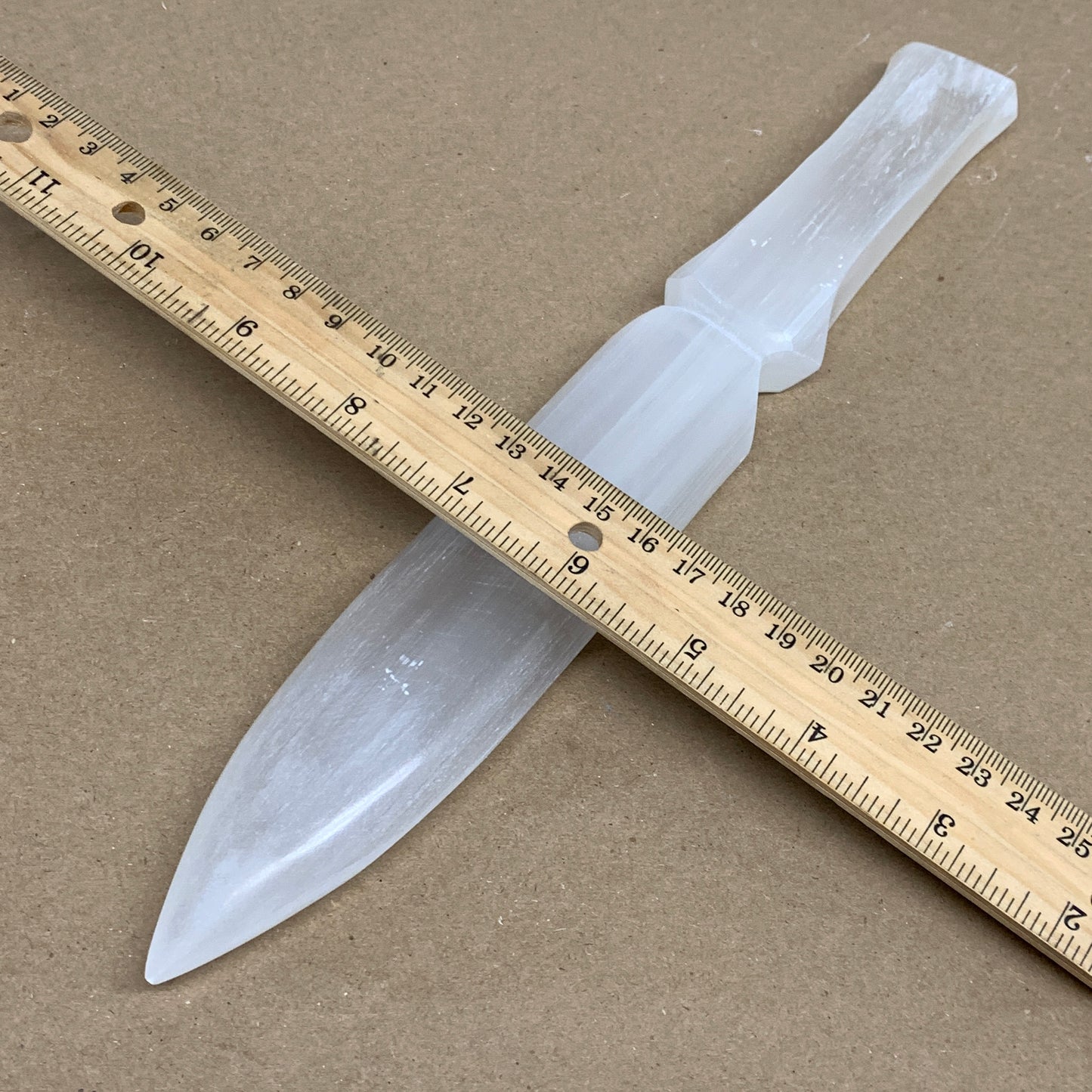 296g, 11.5"x1.5"x0.7", Natural Selenite Crystal Dagger (Satin Spar), B36238