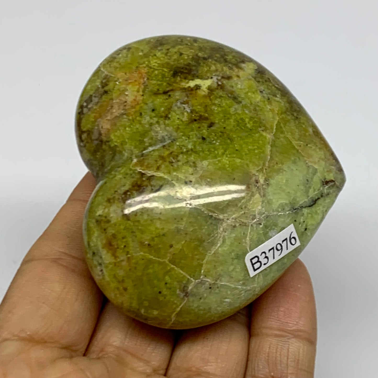 0.34 lbs, 2.3"x2.8"x1.3", Green Opal Heart Polished Gemstone Crystal, B37976