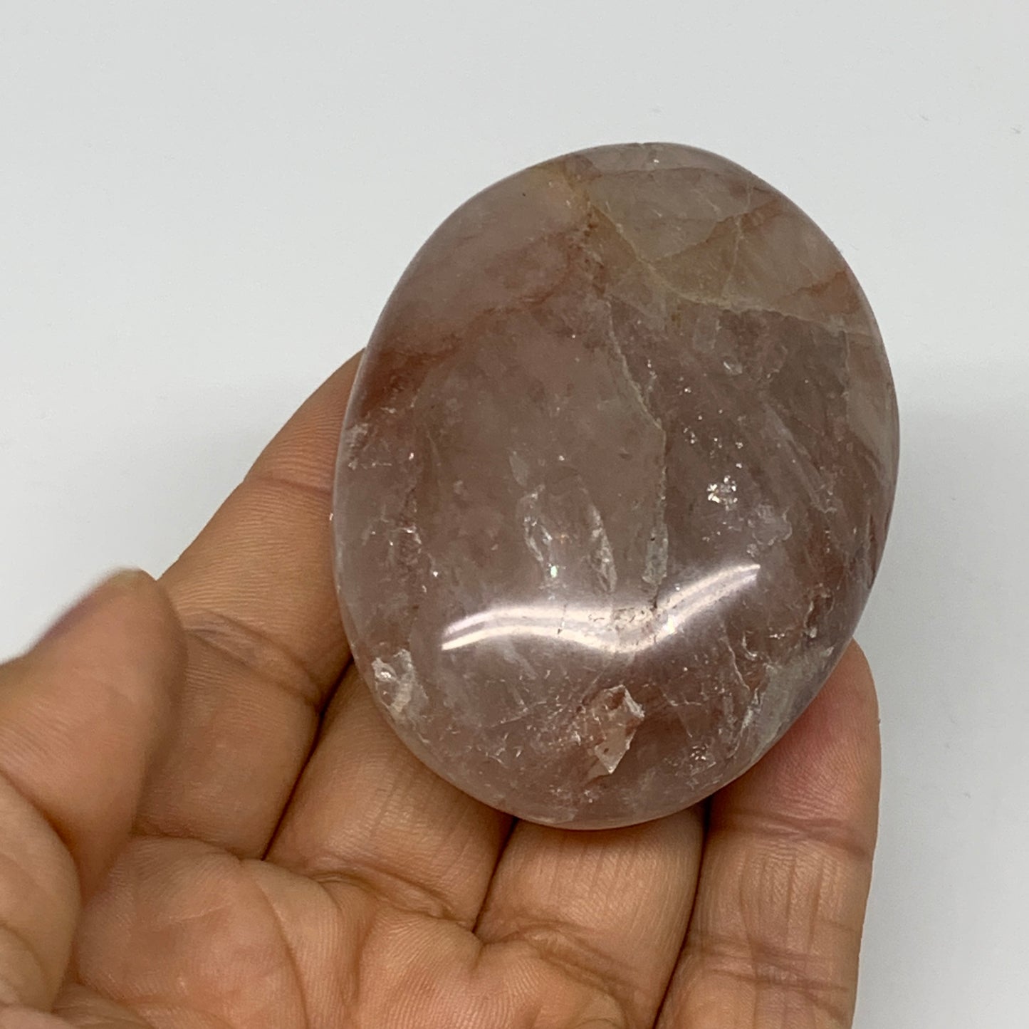 108.1g,2.6"x1.9"x0.9", Red Hematoid Fire Quartz Palm-Stone Crystal Polished, B30