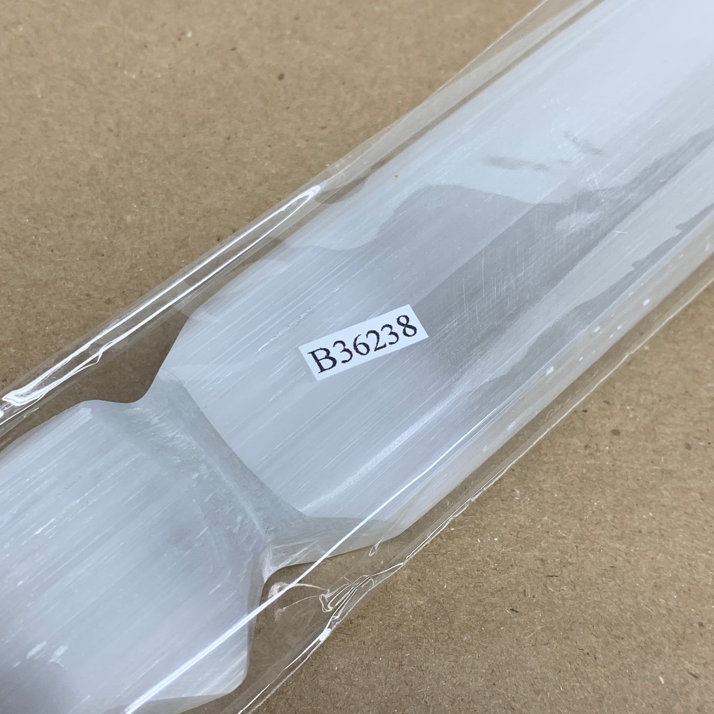 296g, 11.5"x1.5"x0.7", Natural Selenite Crystal Dagger (Satin Spar), B36238