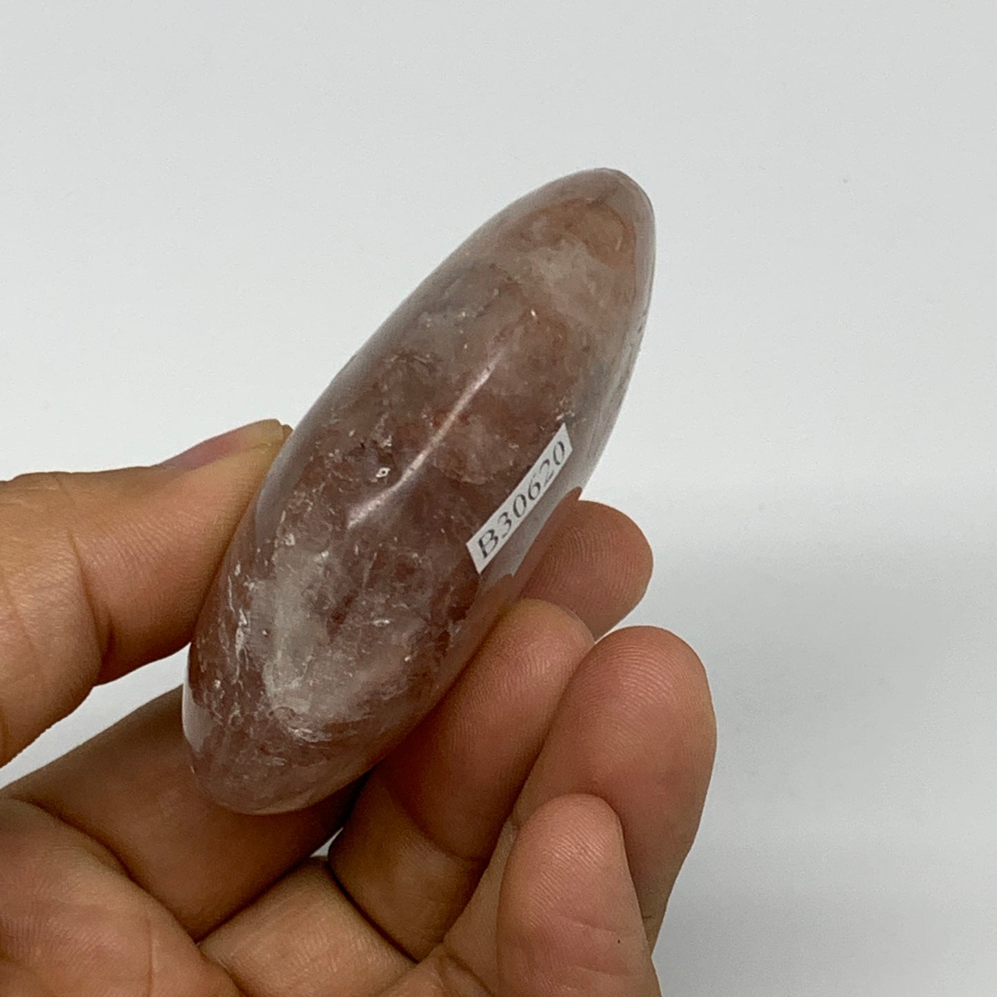 108.1g,2.6"x1.9"x0.9", Red Hematoid Fire Quartz Palm-Stone Crystal Polished, B30