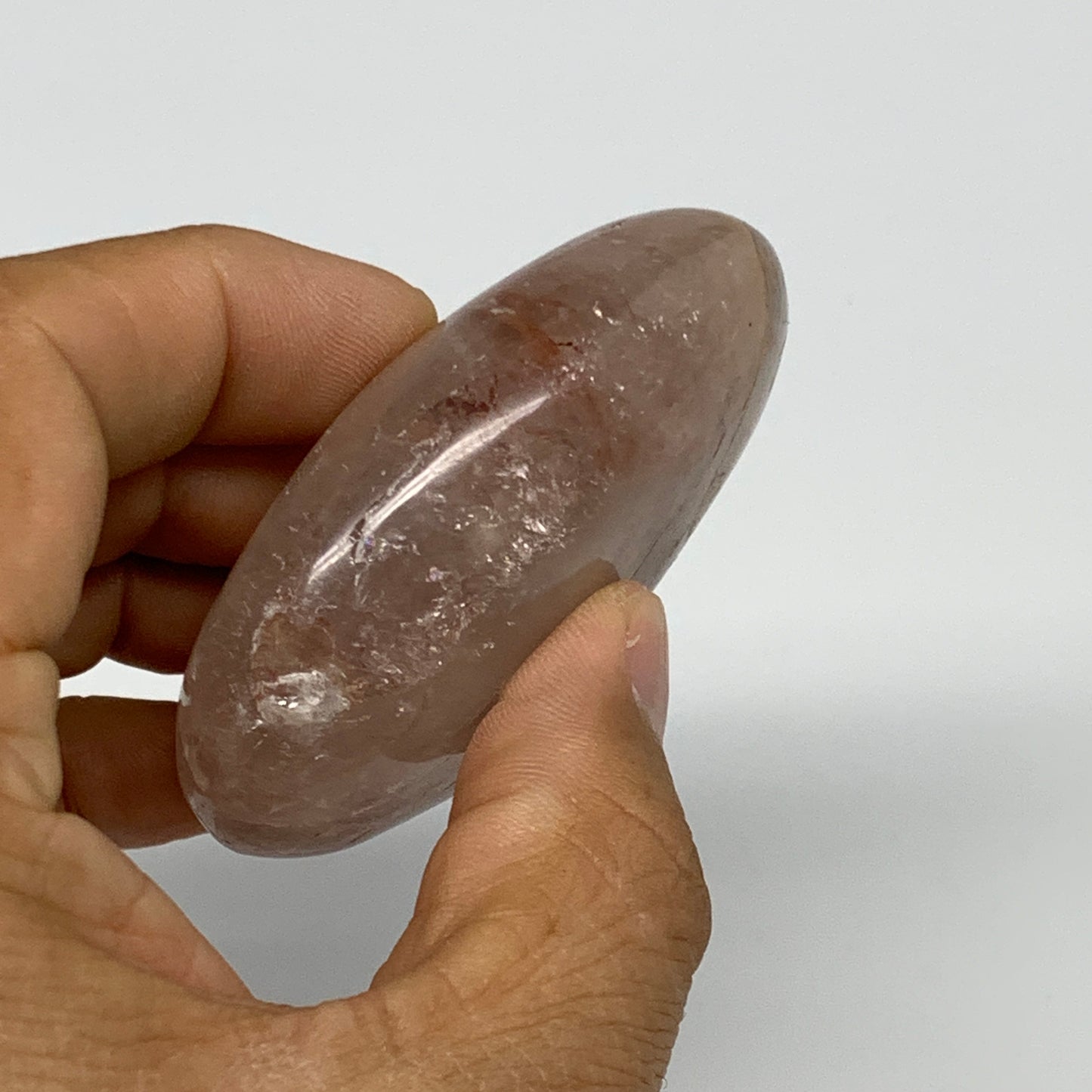 108.1g,2.6"x1.9"x0.9", Red Hematoid Fire Quartz Palm-Stone Crystal Polished, B30