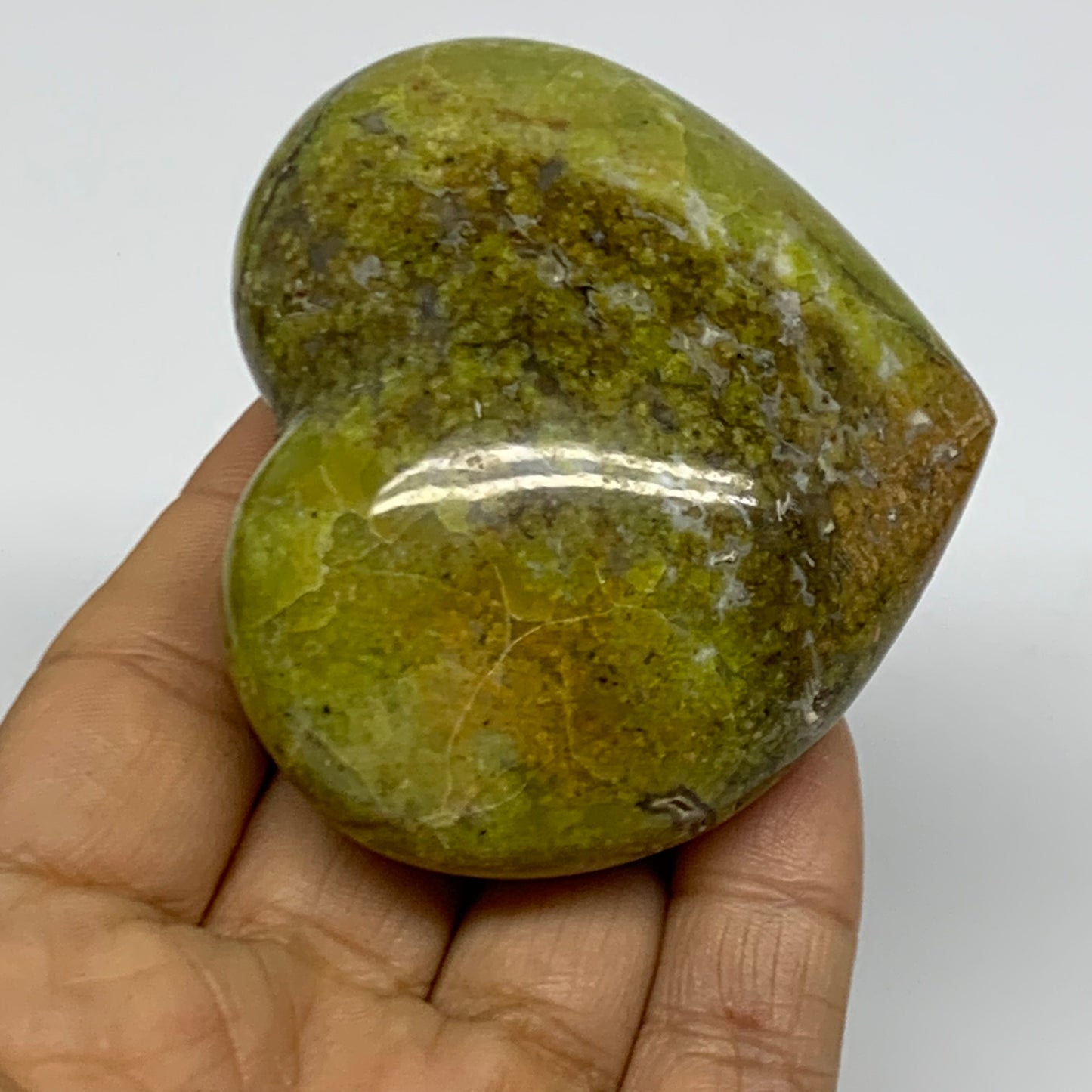 0.34 lbs, 2.3"x2.8"x1.3", Green Opal Heart Polished Gemstone Crystal, B37976