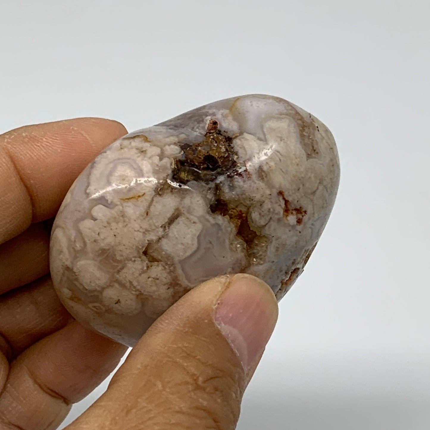 0.25 lbs, 2"x2.2"x1.3", Cherry Blossom Flower Agate Heart Crystal, B37176