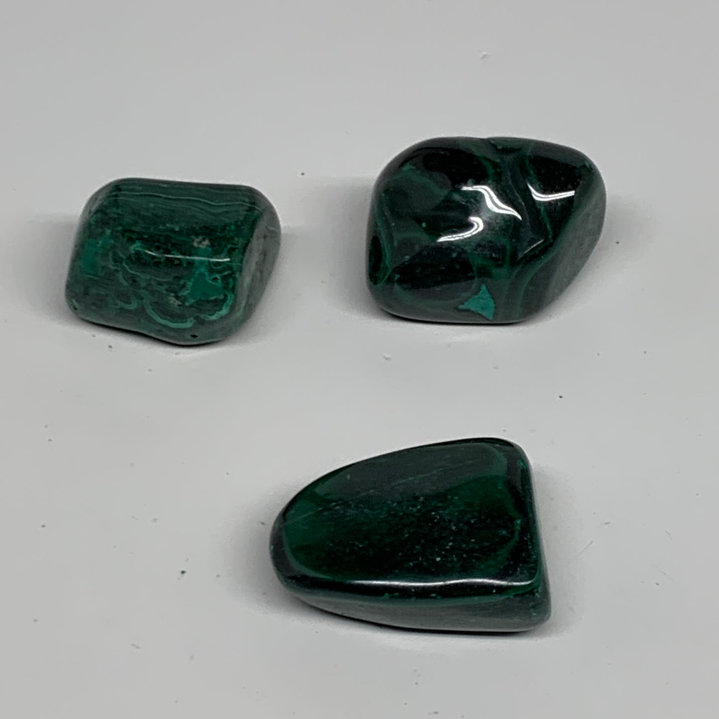 155.3g, 1.2"-1.5", 3pcs, Natural Small Malachite Tumbled Polished, B32836