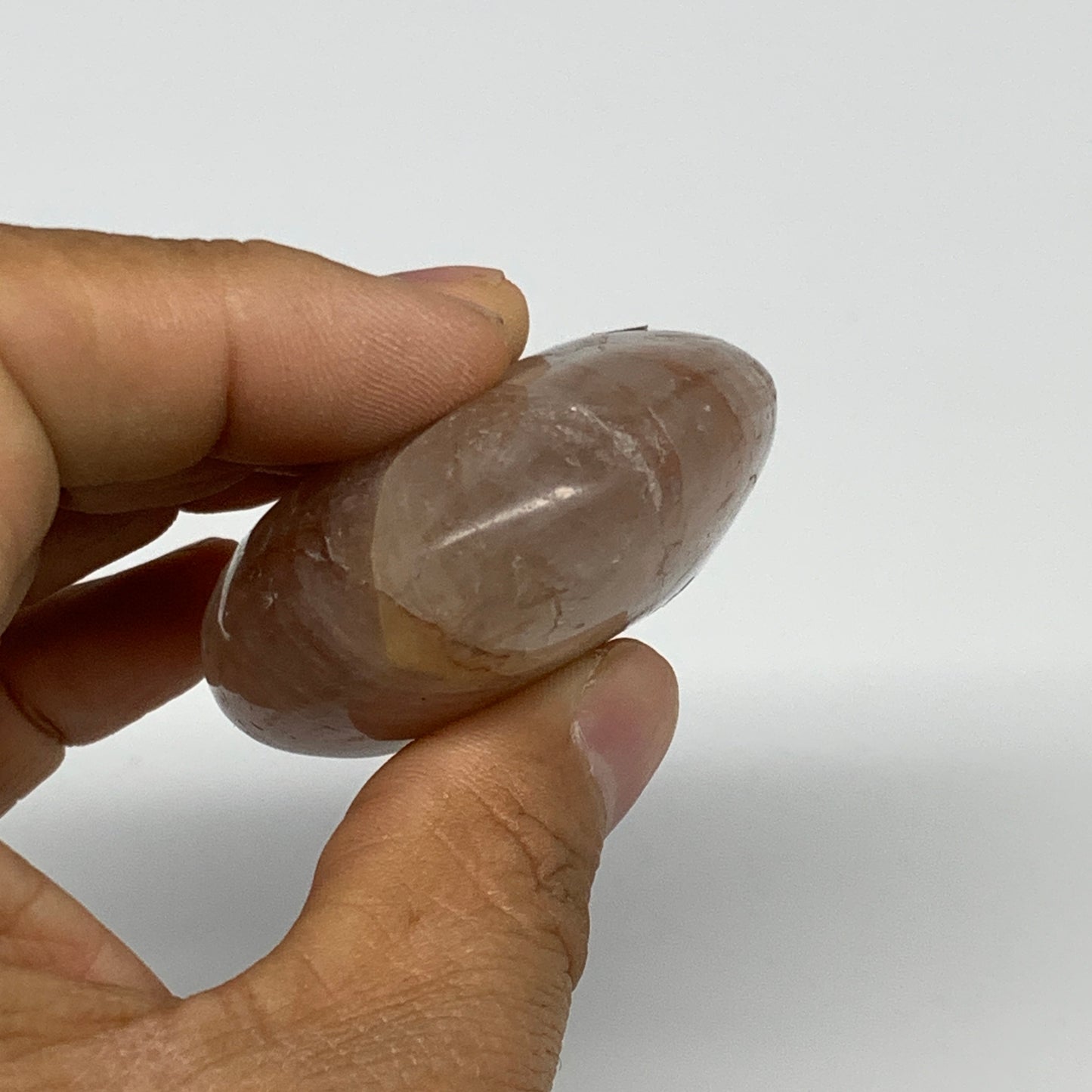 108.1g,2.6"x1.9"x0.9", Red Hematoid Fire Quartz Palm-Stone Crystal Polished, B30