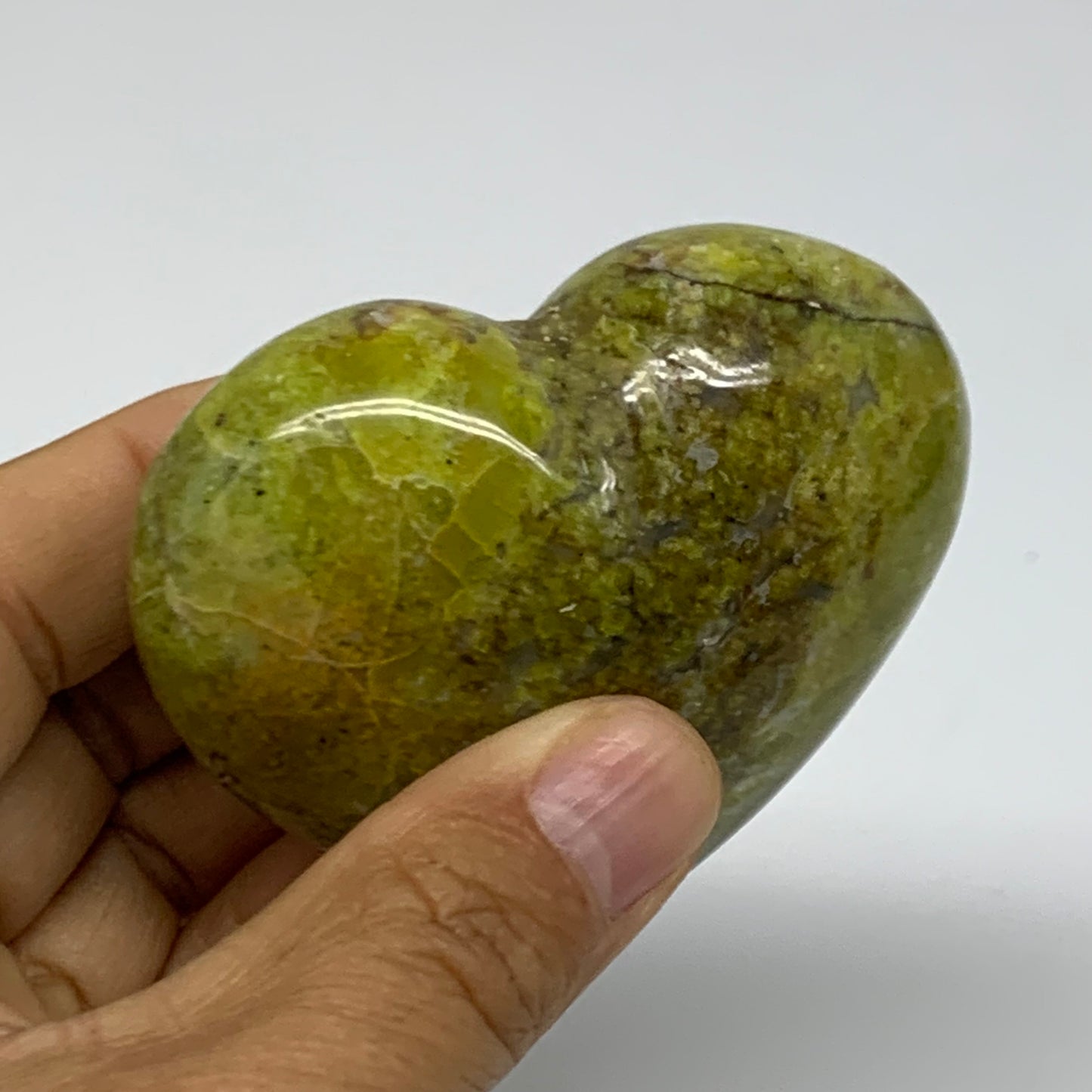 0.34 lbs, 2.3"x2.8"x1.3", Green Opal Heart Polished Gemstone Crystal, B37976