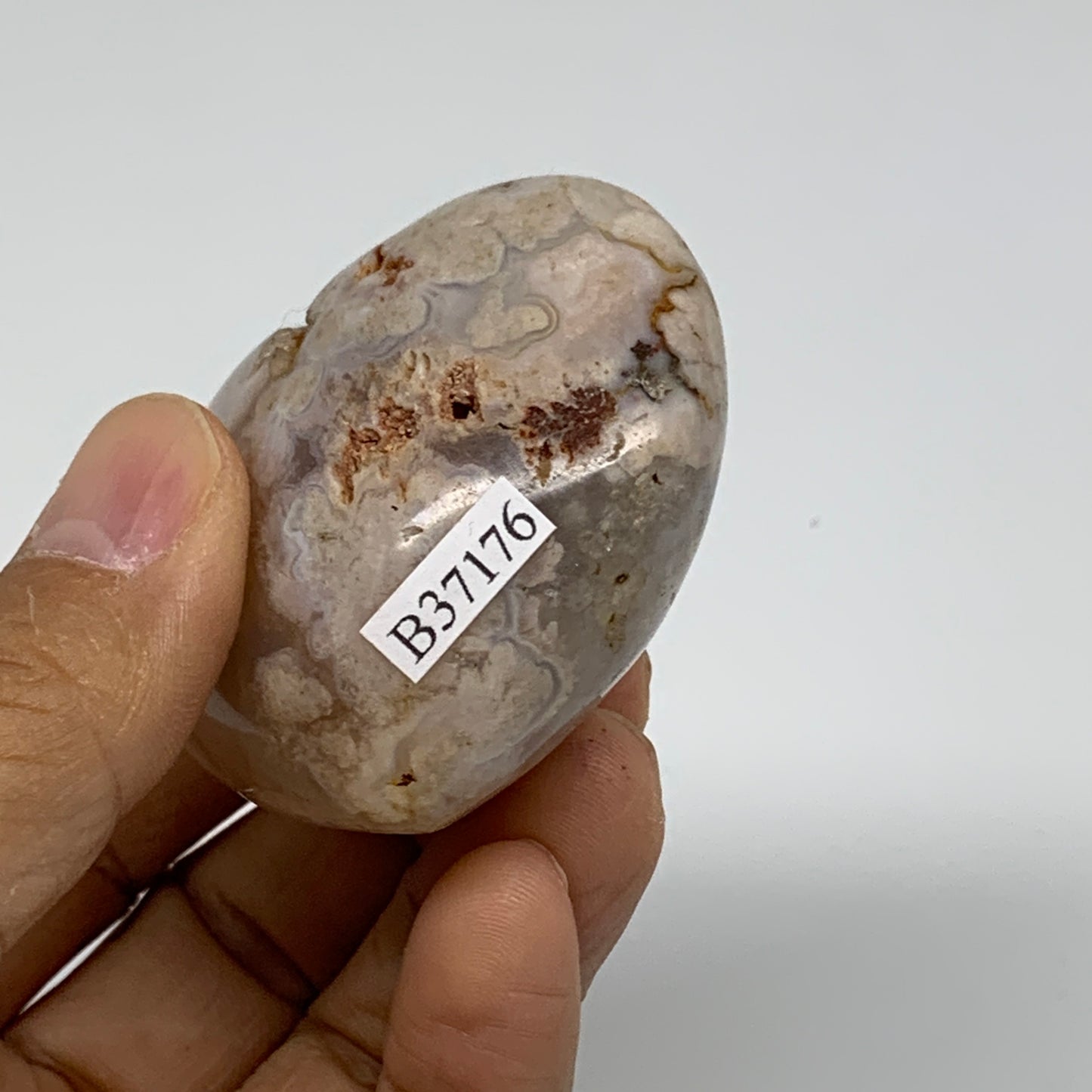 0.25 lbs, 2"x2.2"x1.3", Cherry Blossom Flower Agate Heart Crystal, B37176