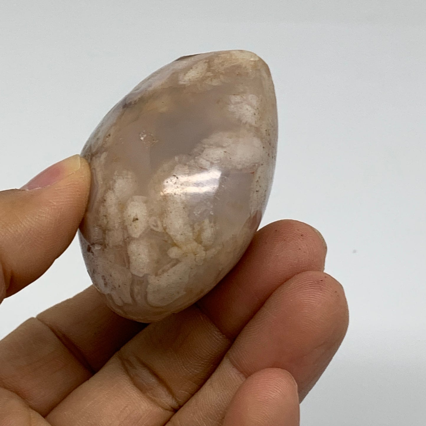 0.25 lbs, 2"x2.2"x1.3", Cherry Blossom Flower Agate Heart Crystal, B37176