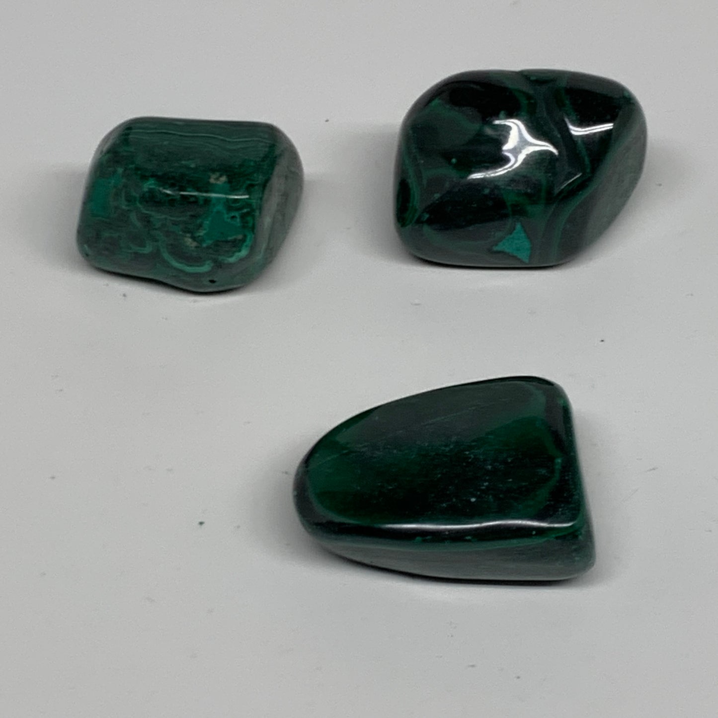 155.3g, 1.2"-1.5", 3pcs, Natural Small Malachite Tumbled Polished, B32836