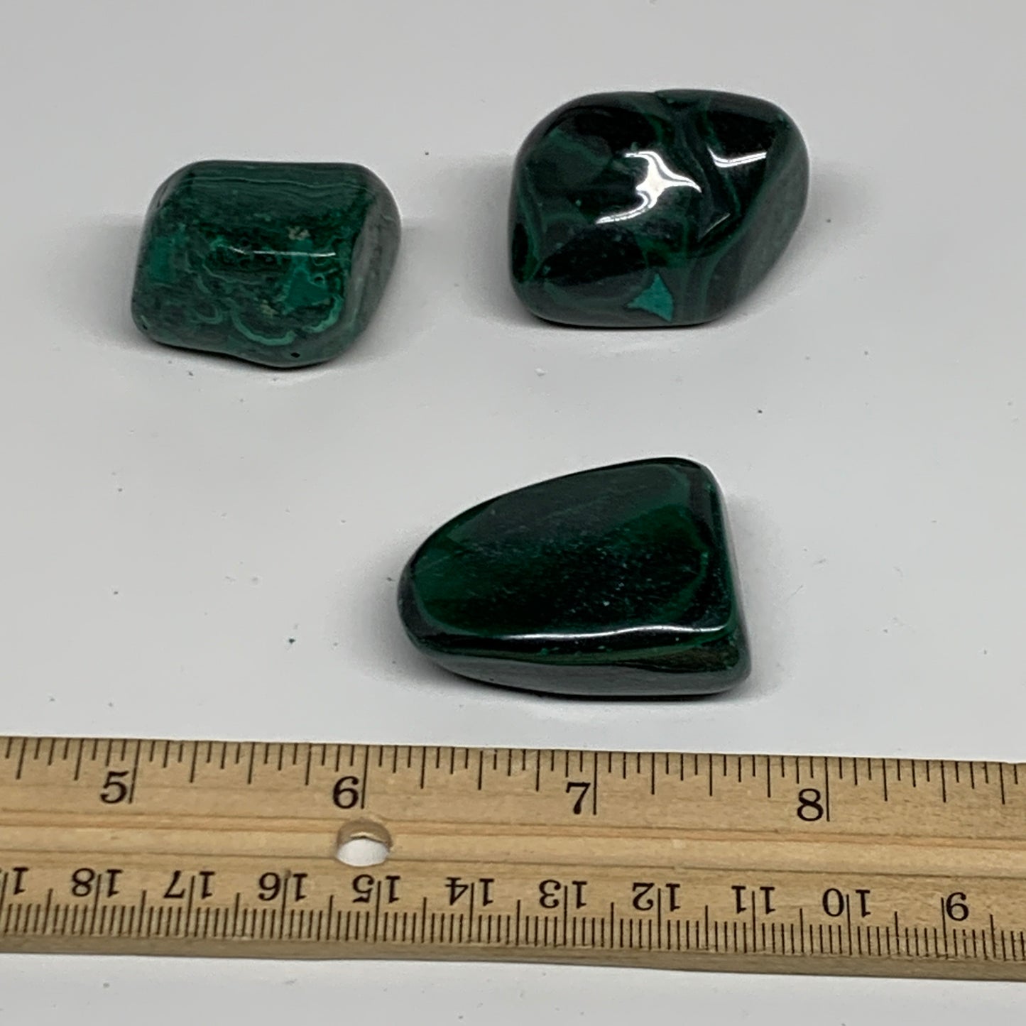 155.3g, 1.2"-1.5", 3pcs, Natural Small Malachite Tumbled Polished, B32836