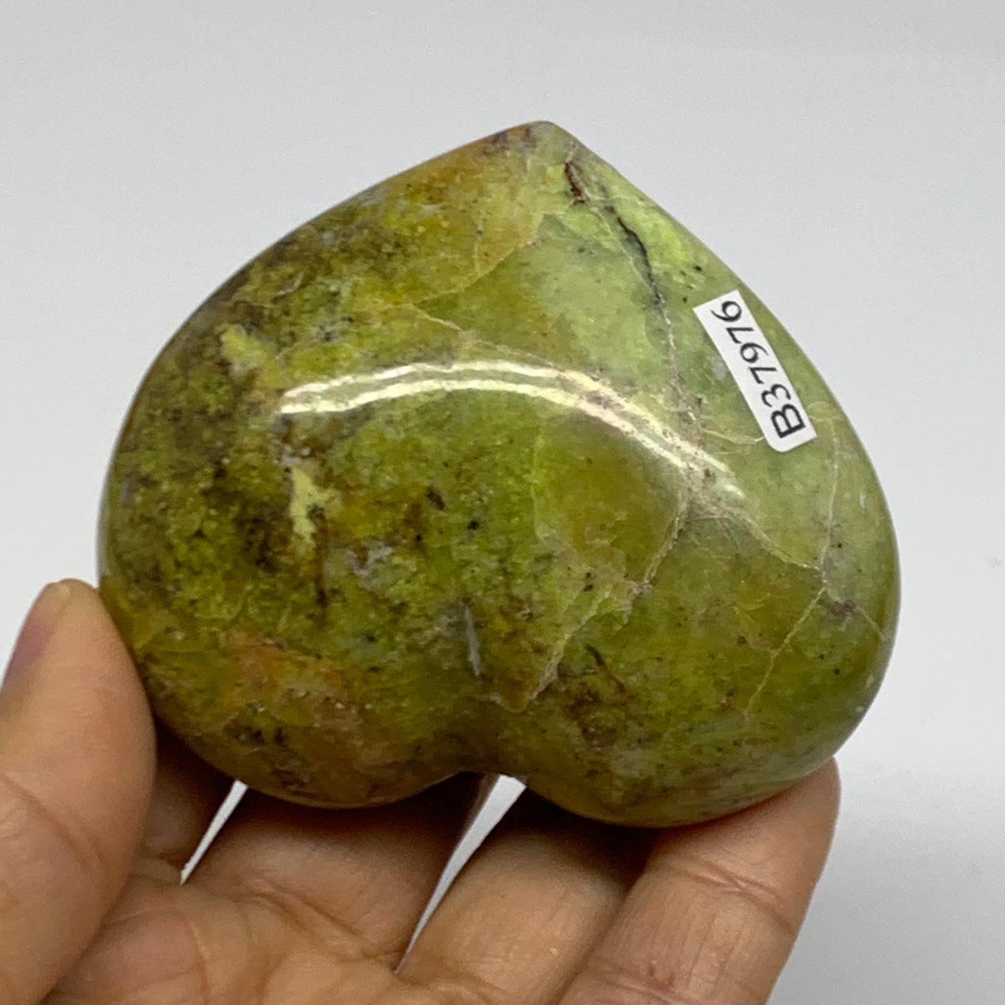 0.34 lbs, 2.3"x2.8"x1.3", Green Opal Heart Polished Gemstone Crystal, B37976