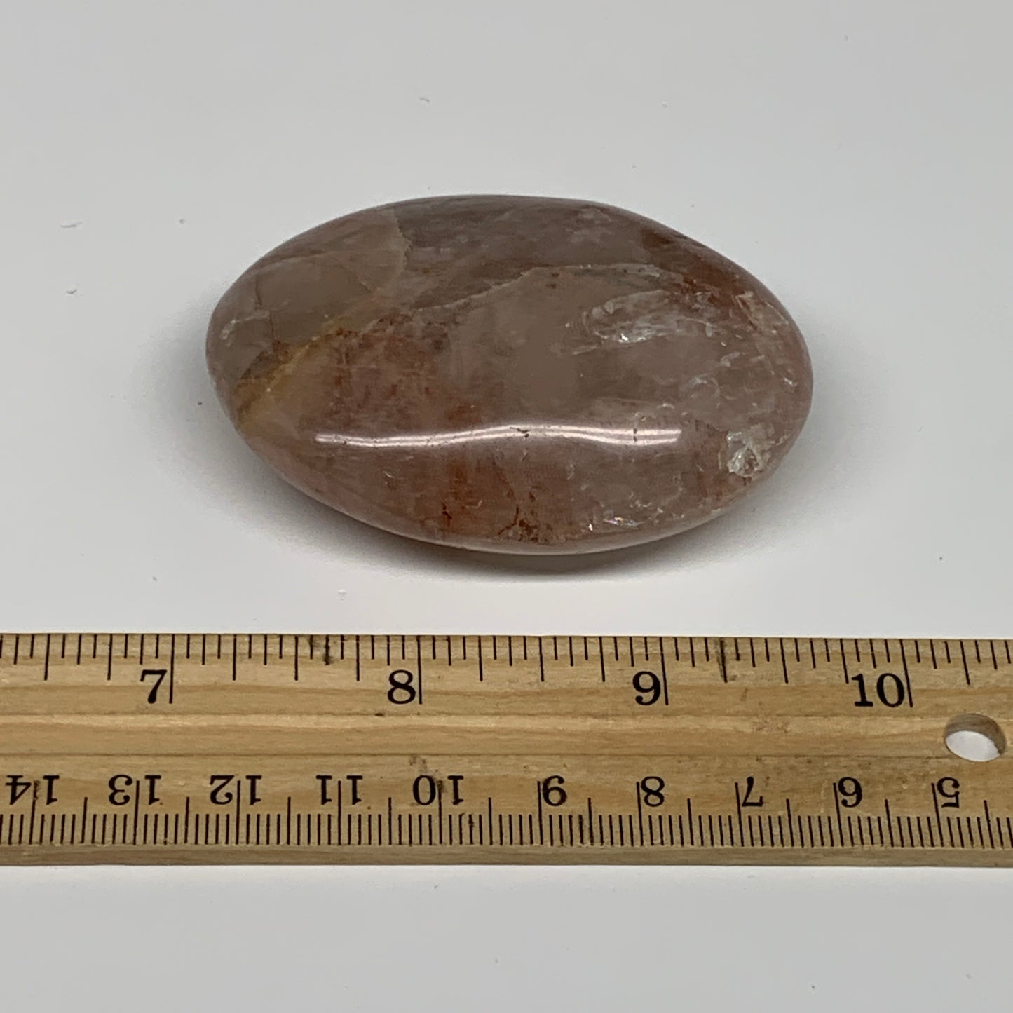 108.1g,2.6"x1.9"x0.9", Red Hematoid Fire Quartz Palm-Stone Crystal Polished, B30