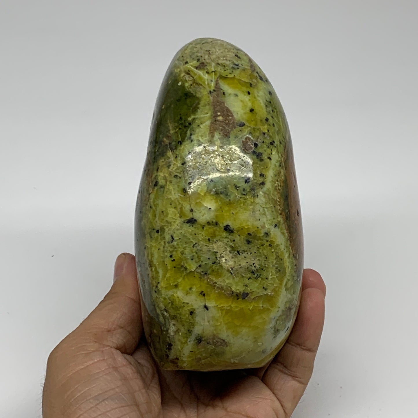 2.39 lbs, 4.9"x3.5"x2.4", Green Opal Crystal Freeform Polished Gemstone, B34144