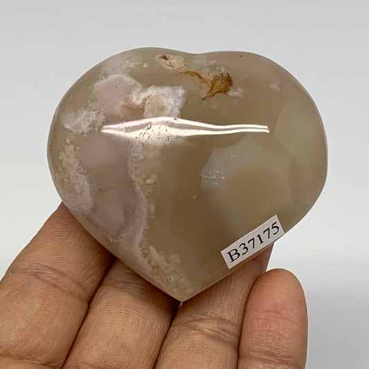 0.28 lbs, 2.2"x2.4"x1.2", Cherry Blossom Flower Agate Heart Crystal, B37175