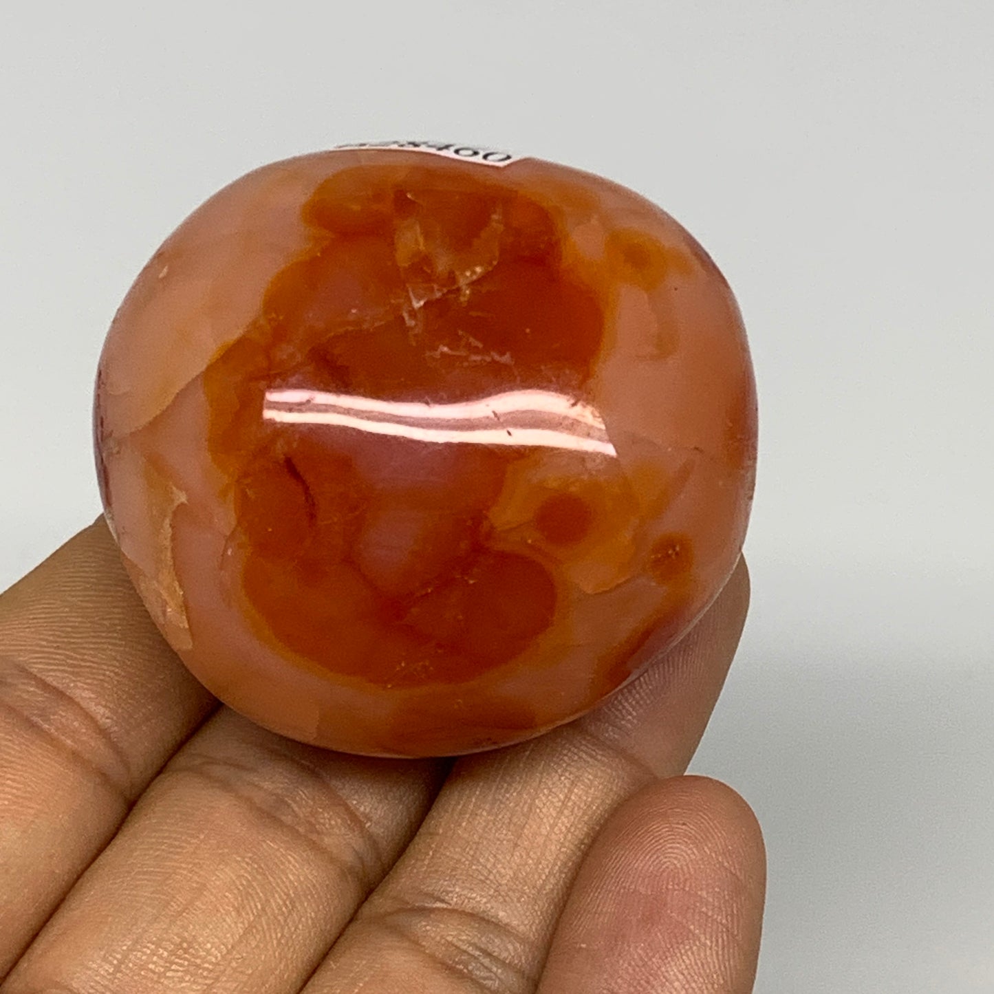 96.9g, 1.9"x1.7"x1.3", Red Carnelian Palm-Stone Gem Crystal Polished, B28460
