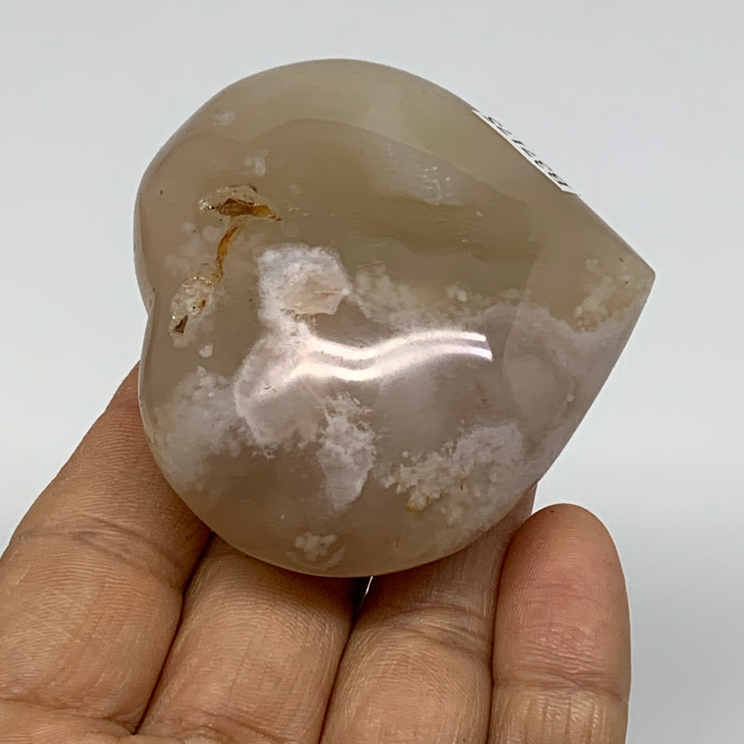 0.28 lbs, 2.2"x2.4"x1.2", Cherry Blossom Flower Agate Heart Crystal, B37175