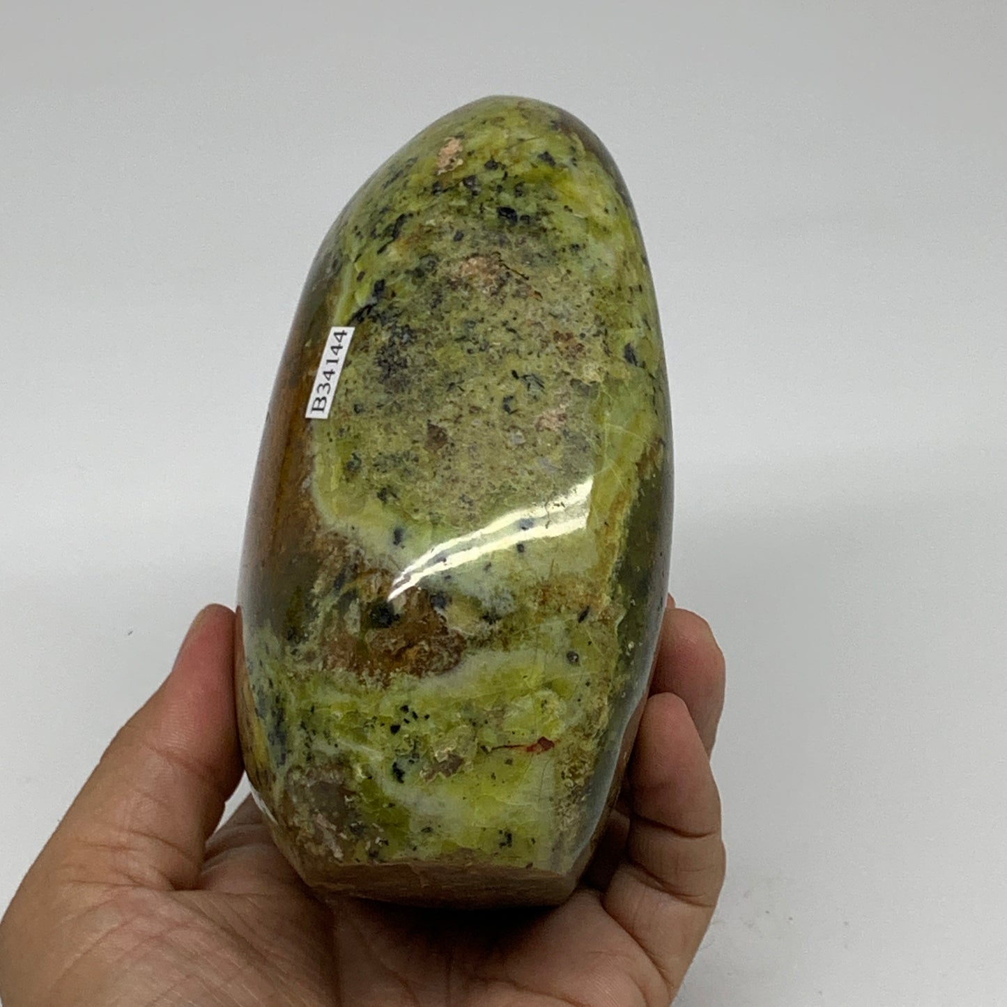 2.39 lbs, 4.9"x3.5"x2.4", Green Opal Crystal Freeform Polished Gemstone, B34144
