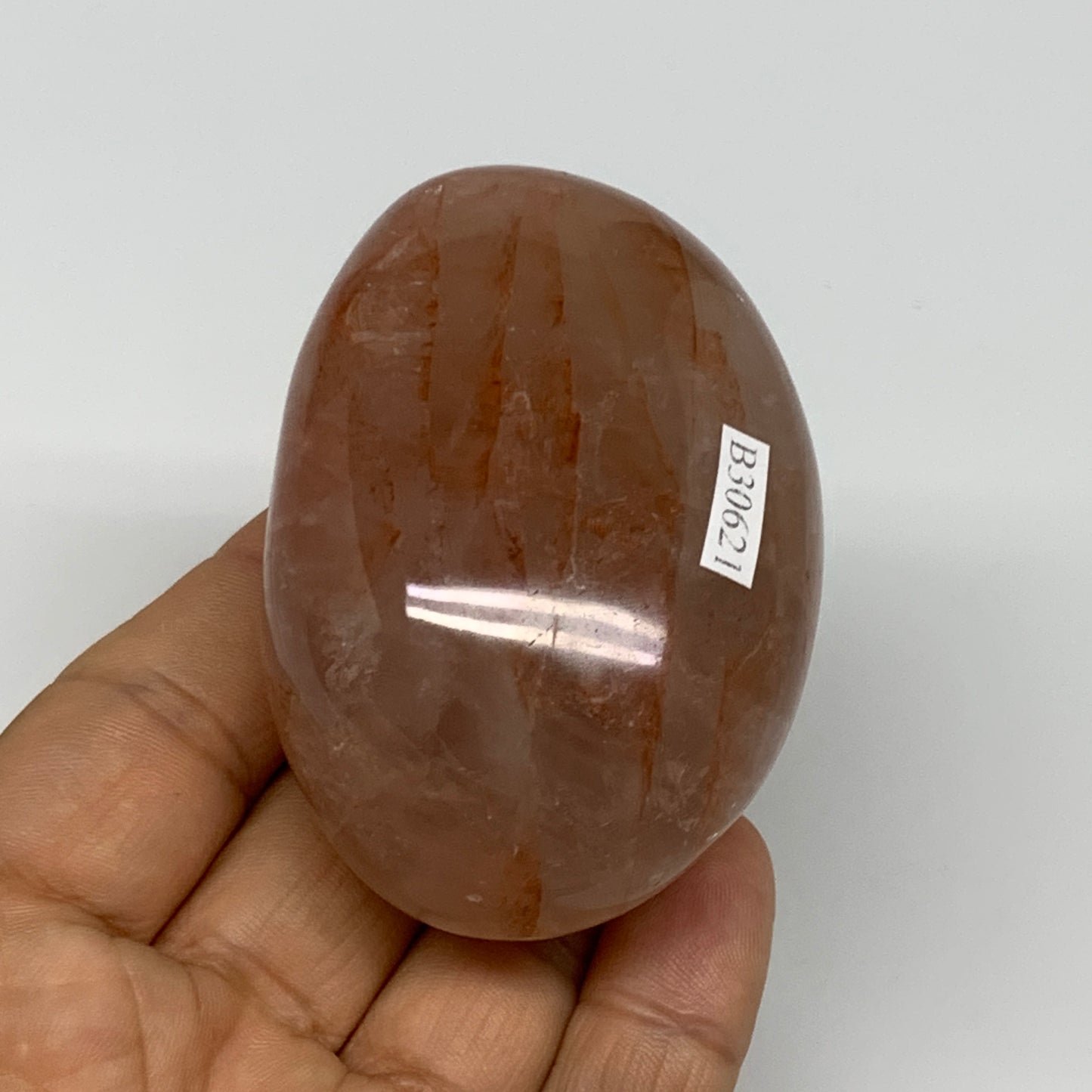 179.8g,2.7"x1.8"x1.5", Red Hematoid Fire Quartz Palm-Stone Crystal Polished, B30