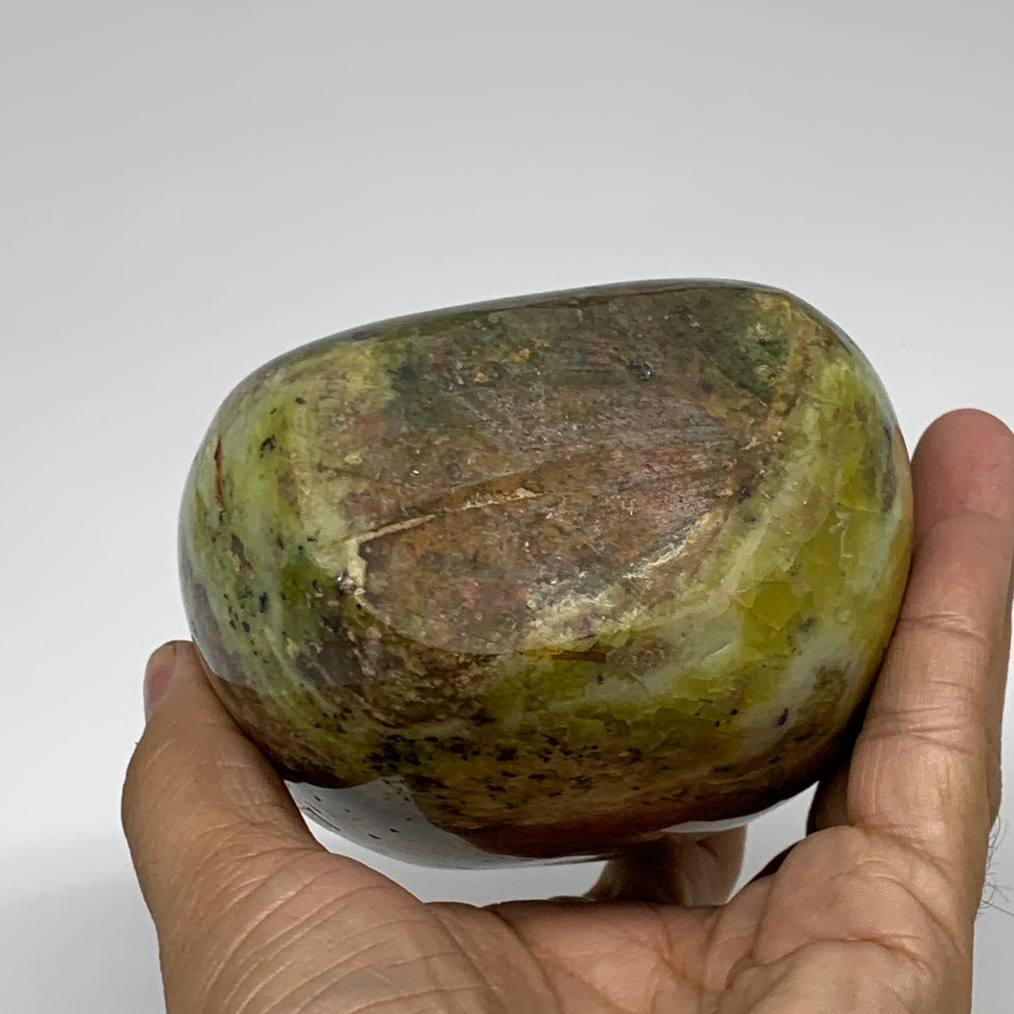 2.39 lbs, 4.9"x3.5"x2.4", Green Opal Crystal Freeform Polished Gemstone, B34144