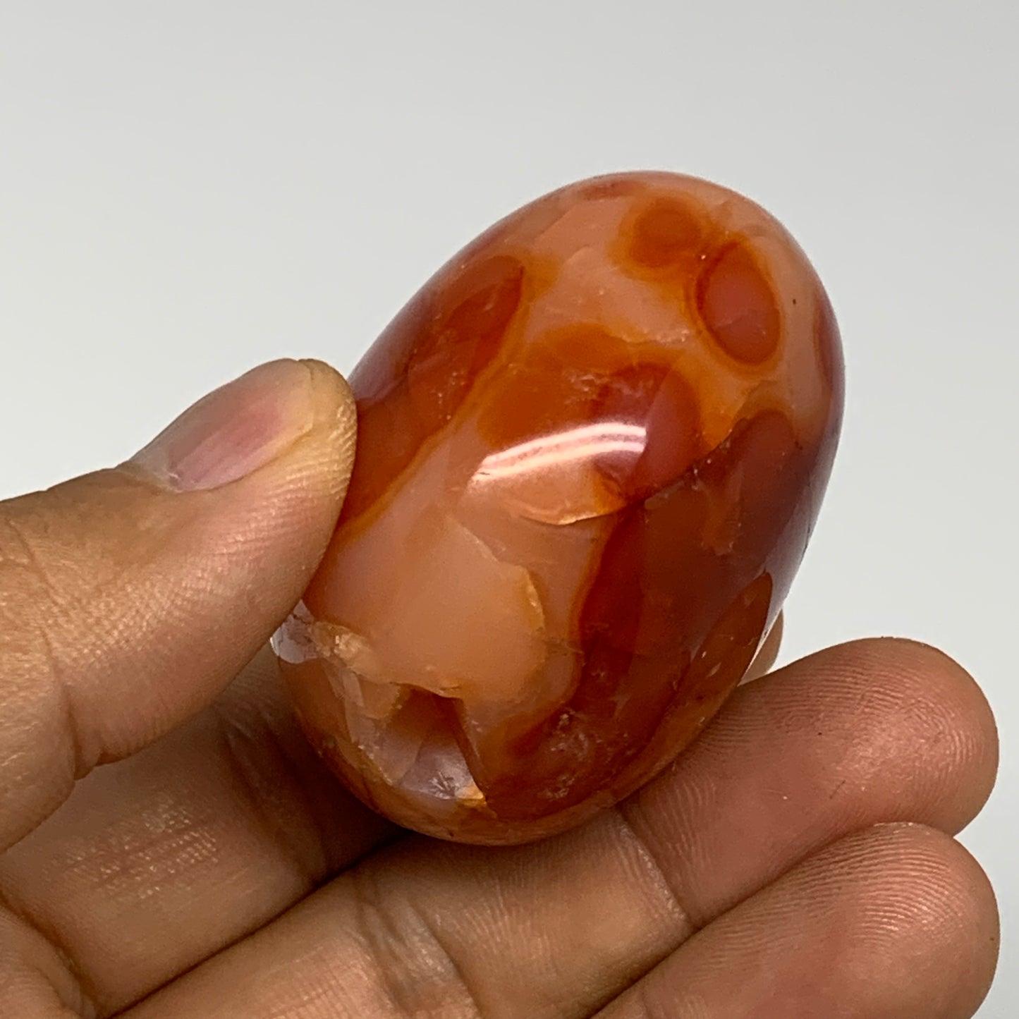 96.9g, 1.9"x1.7"x1.3", Red Carnelian Palm-Stone Gem Crystal Polished, B28460