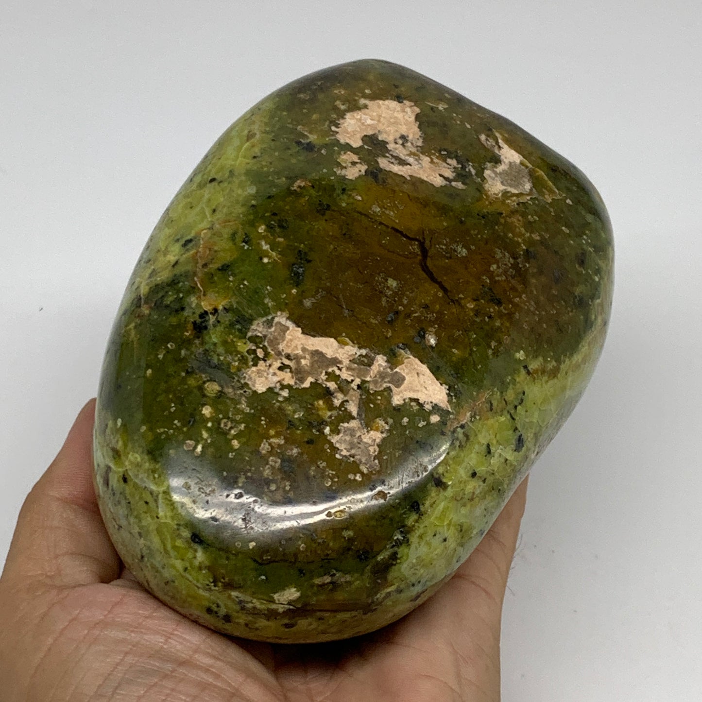 2.39 lbs, 4.9"x3.5"x2.4", Green Opal Crystal Freeform Polished Gemstone, B34144