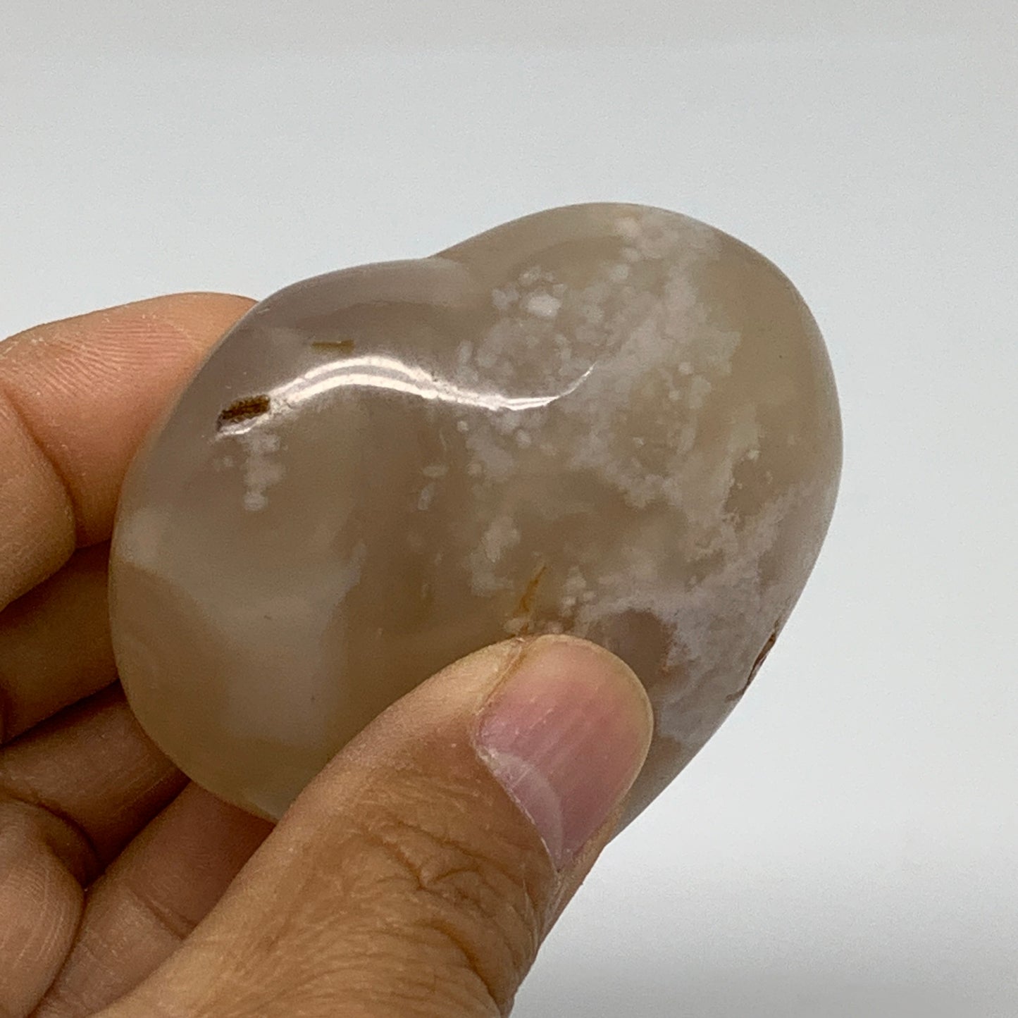 0.28 lbs, 2.2"x2.4"x1.2", Cherry Blossom Flower Agate Heart Crystal, B37175