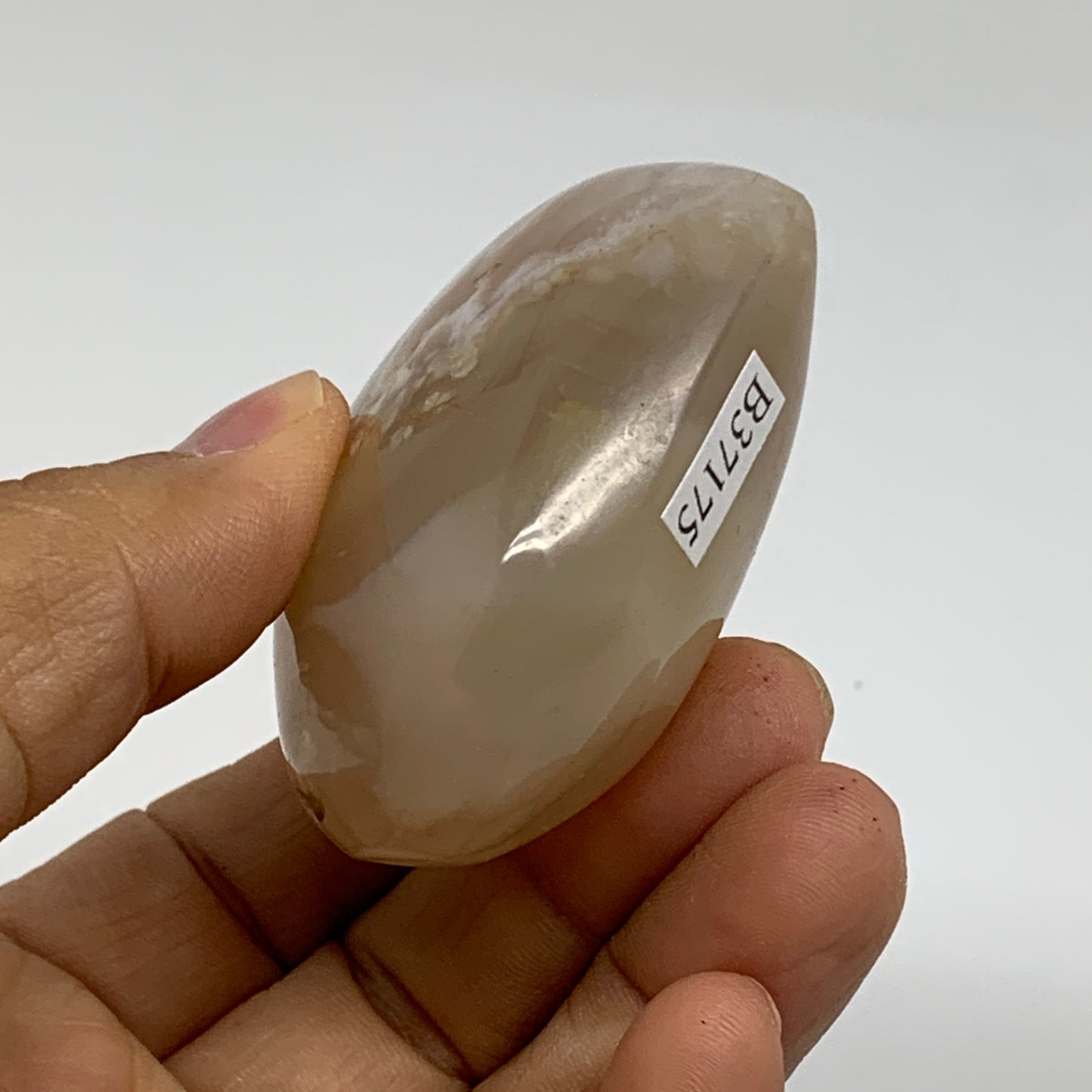 0.28 lbs, 2.2"x2.4"x1.2", Cherry Blossom Flower Agate Heart Crystal, B37175