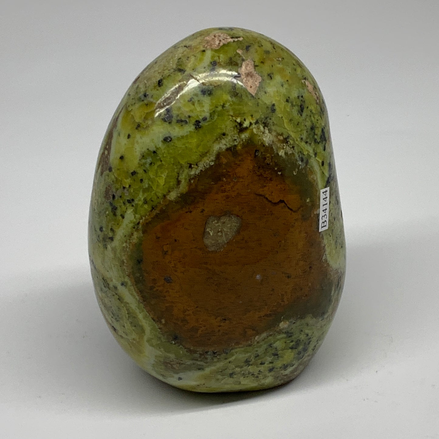 2.39 lbs, 4.9"x3.5"x2.4", Green Opal Crystal Freeform Polished Gemstone, B34144