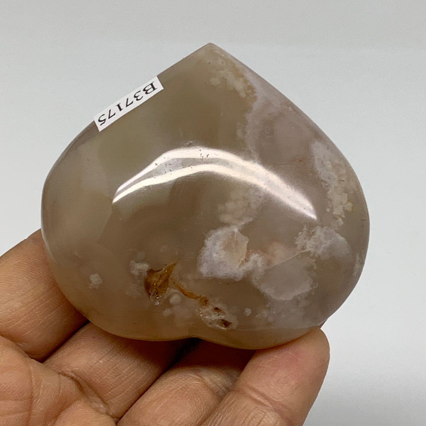 0.28 lbs, 2.2"x2.4"x1.2", Cherry Blossom Flower Agate Heart Crystal, B37175